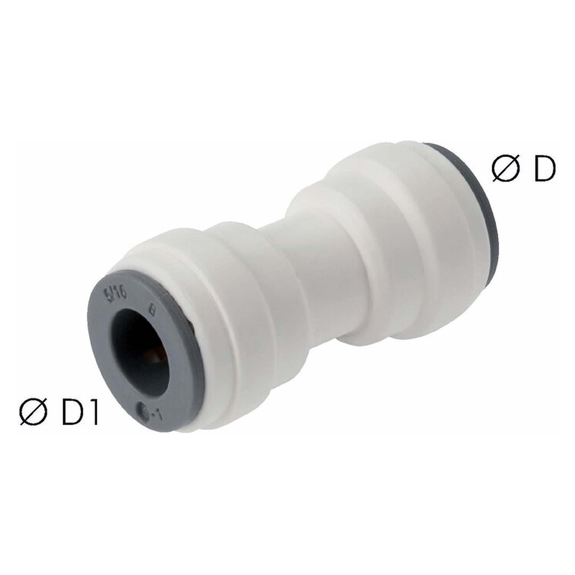 Push-in fitting, straight design, with EPDM seal, tube 4 mm, second port 4 mm, POM, FDA compliant