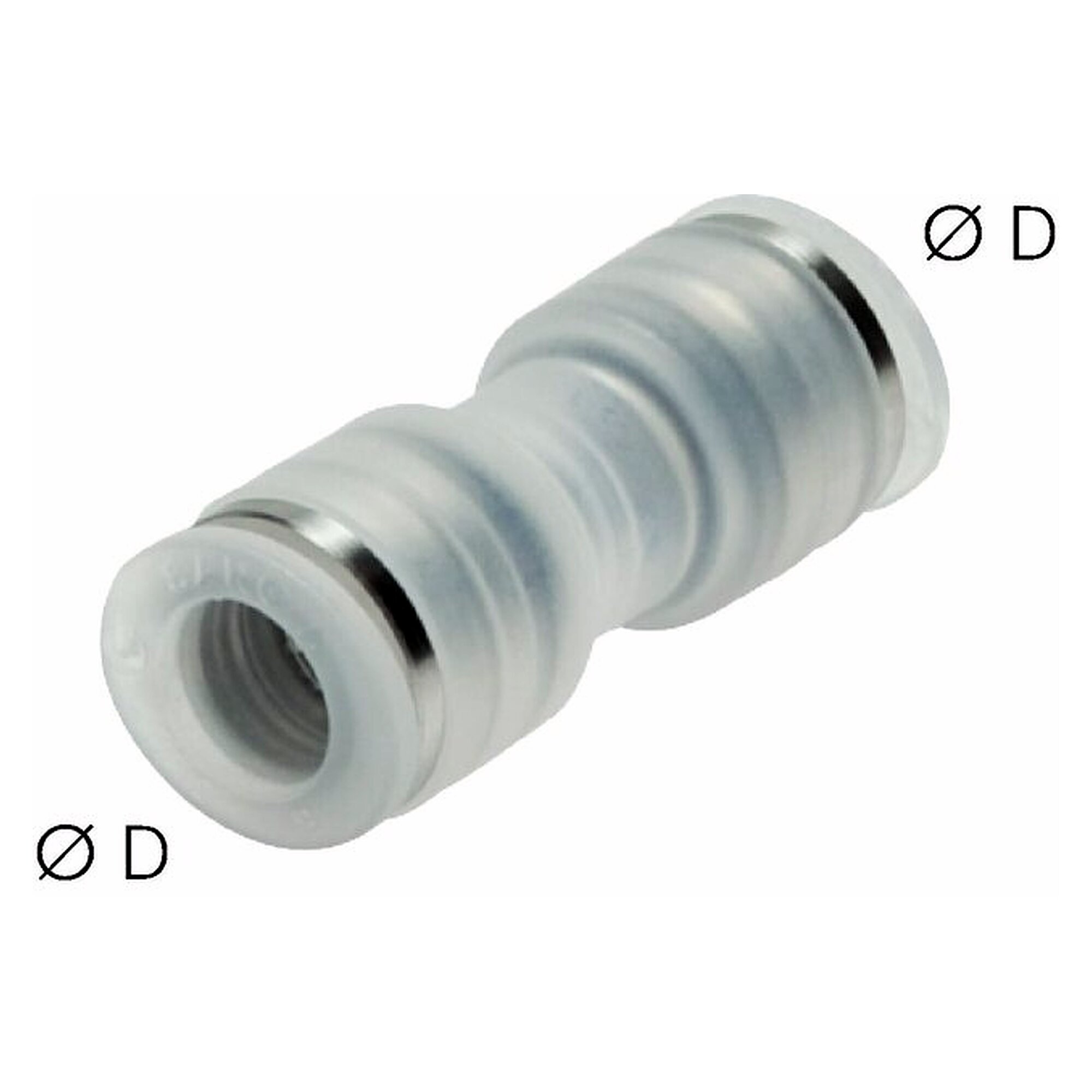 Push-in fitting, straight design, tube 4 mm, polypropylene, FDA compliant