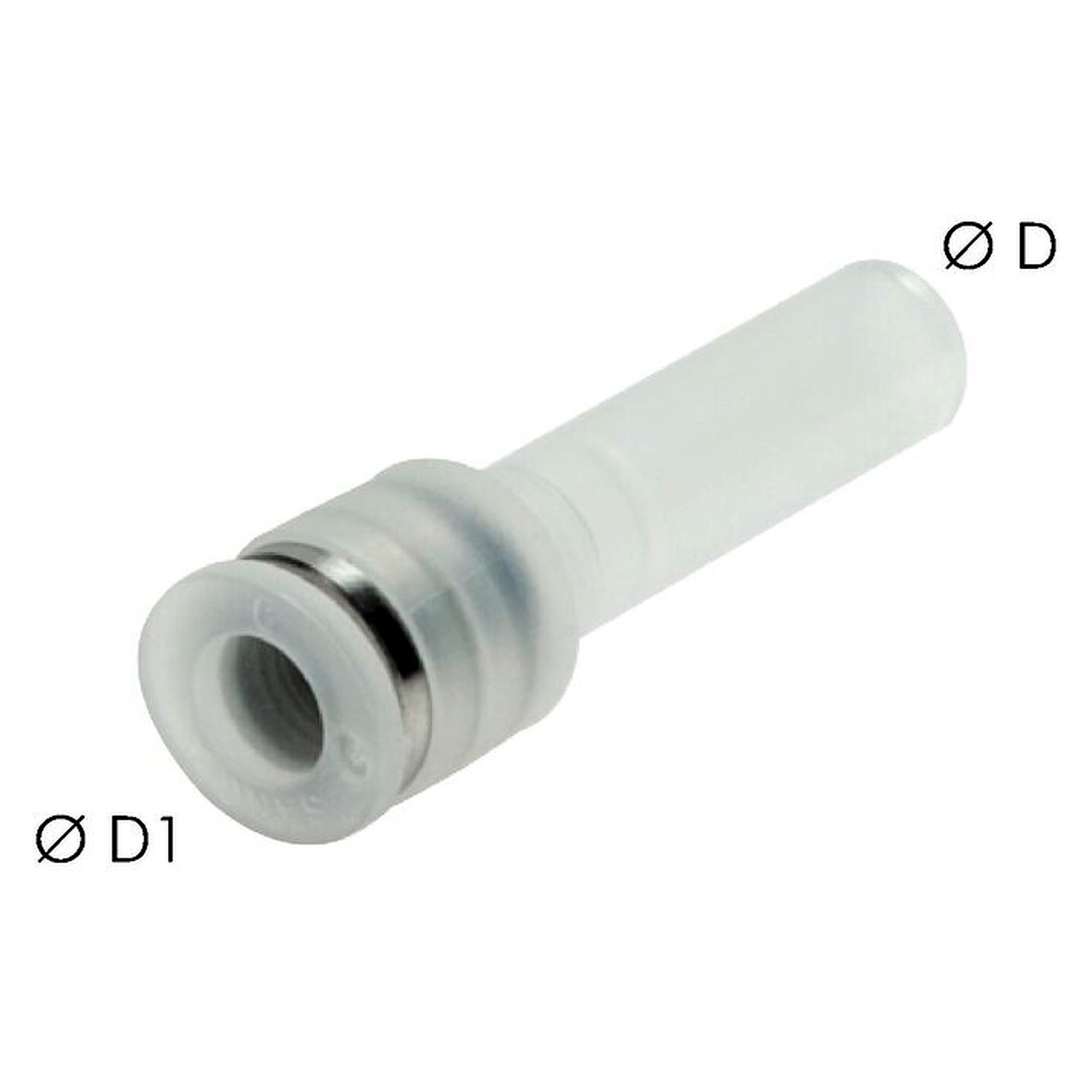 Steck-Reduzierung, Schlauch 8 mm, zweiter Anschluss 4 mm, Polypropylen (FDA-konform)