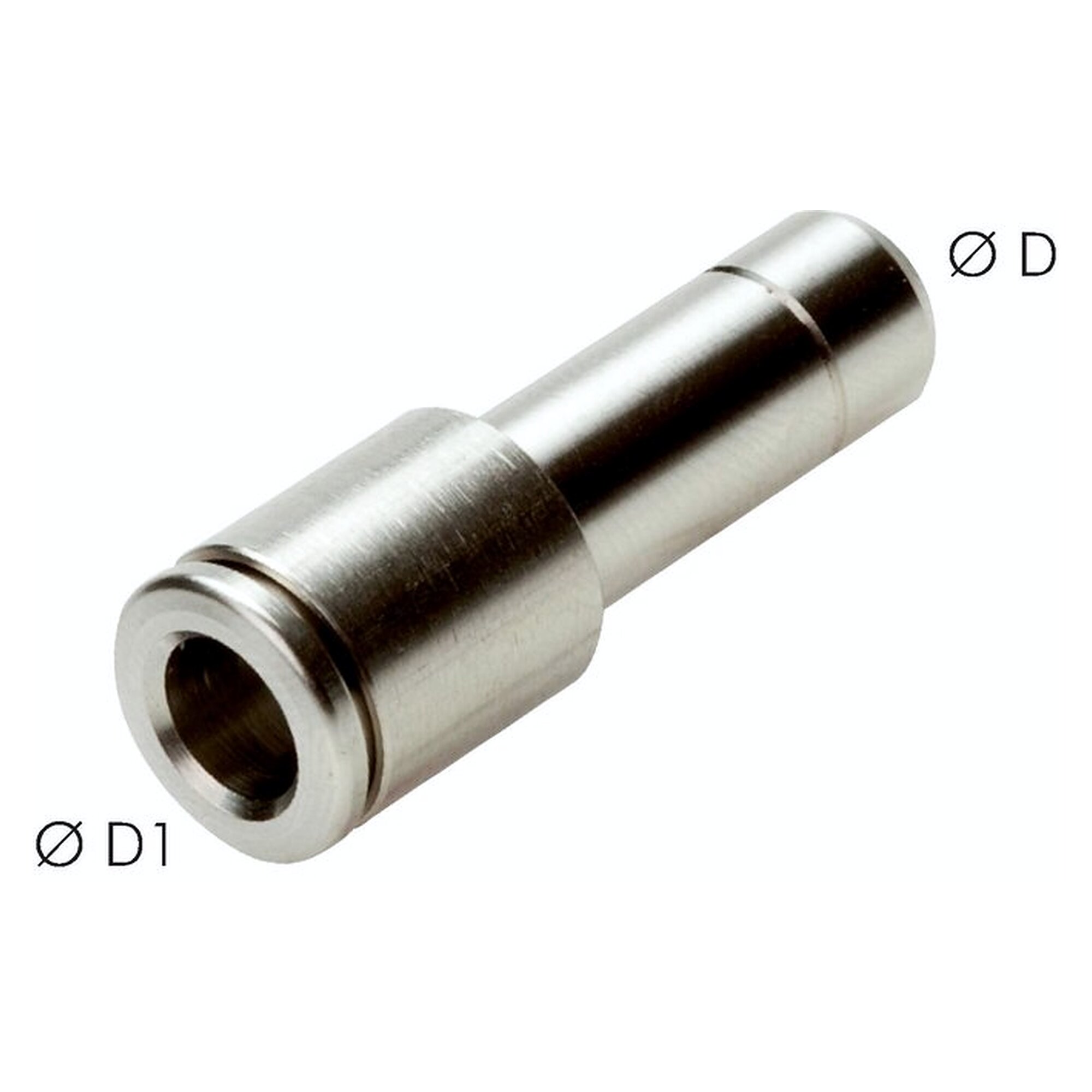 Steck-Reduzierung, Hochtemperaturausführung, Schlauch 6 mm, Messing vernickelt