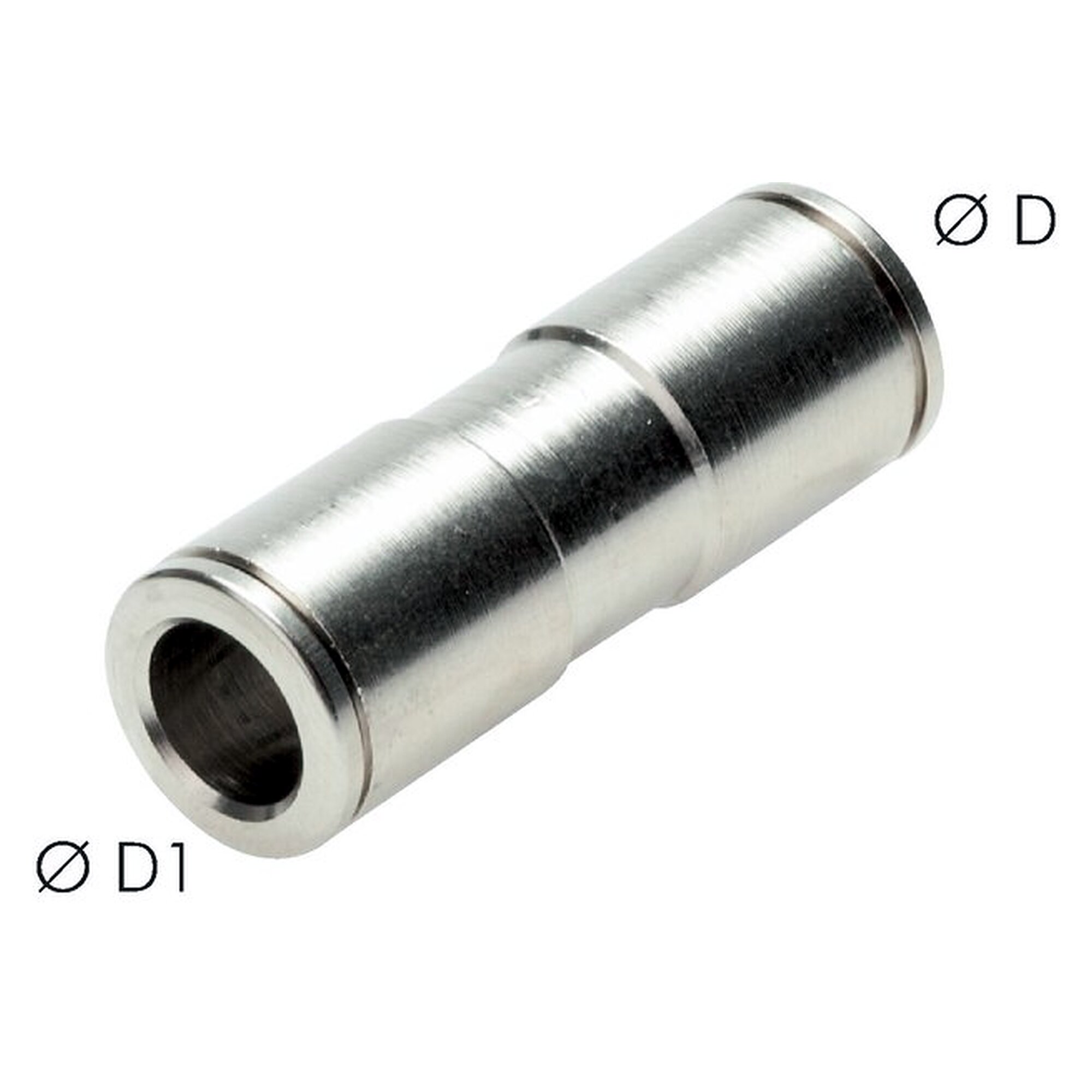 Steckanschluss, gerade Form, Schlauch 6 mm, Messing vernickelt, -20 bis +150 °C