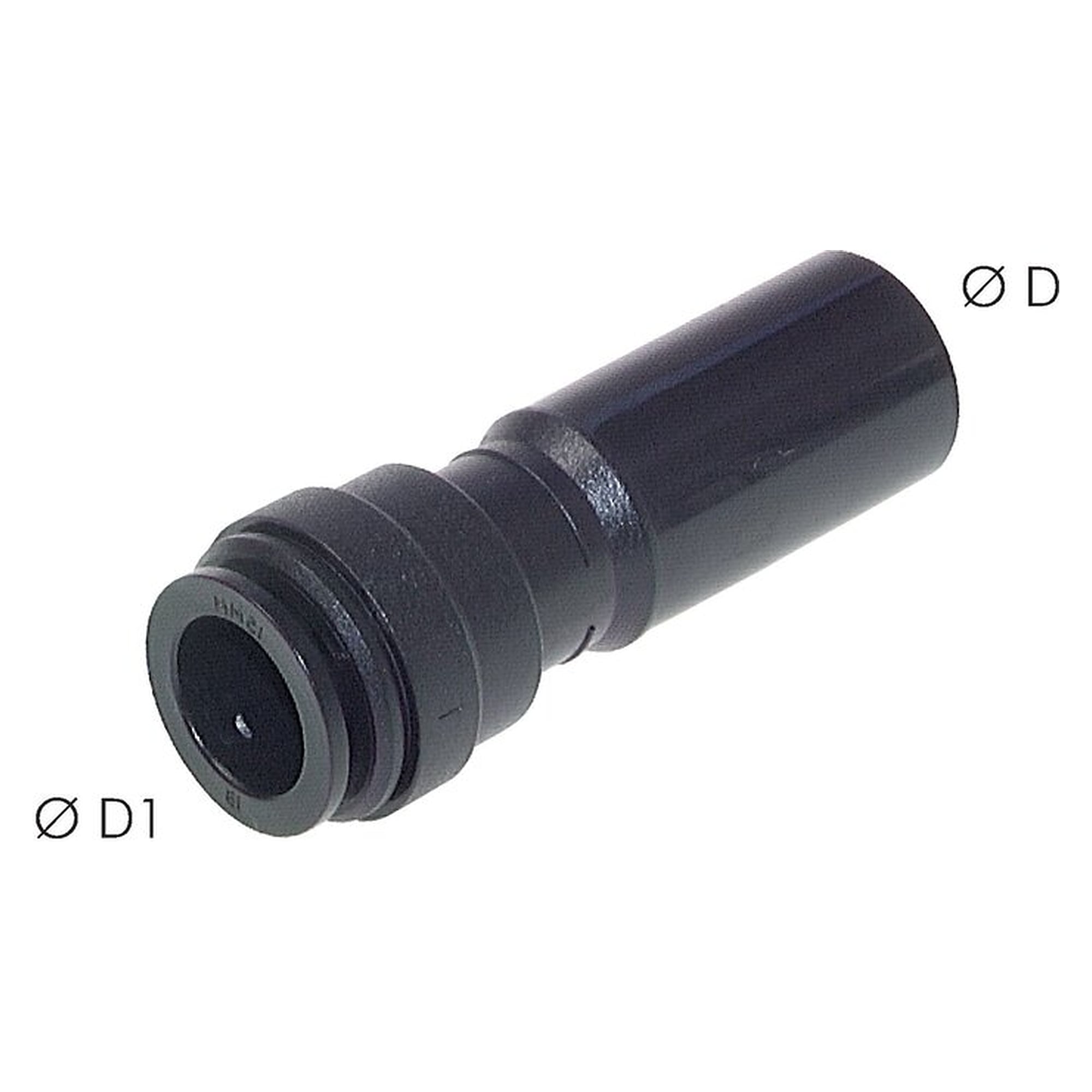 Steck-Reduzierung, große Bauform, Schlauch 22 mm, zweiter Anschluss 18 mm, POM