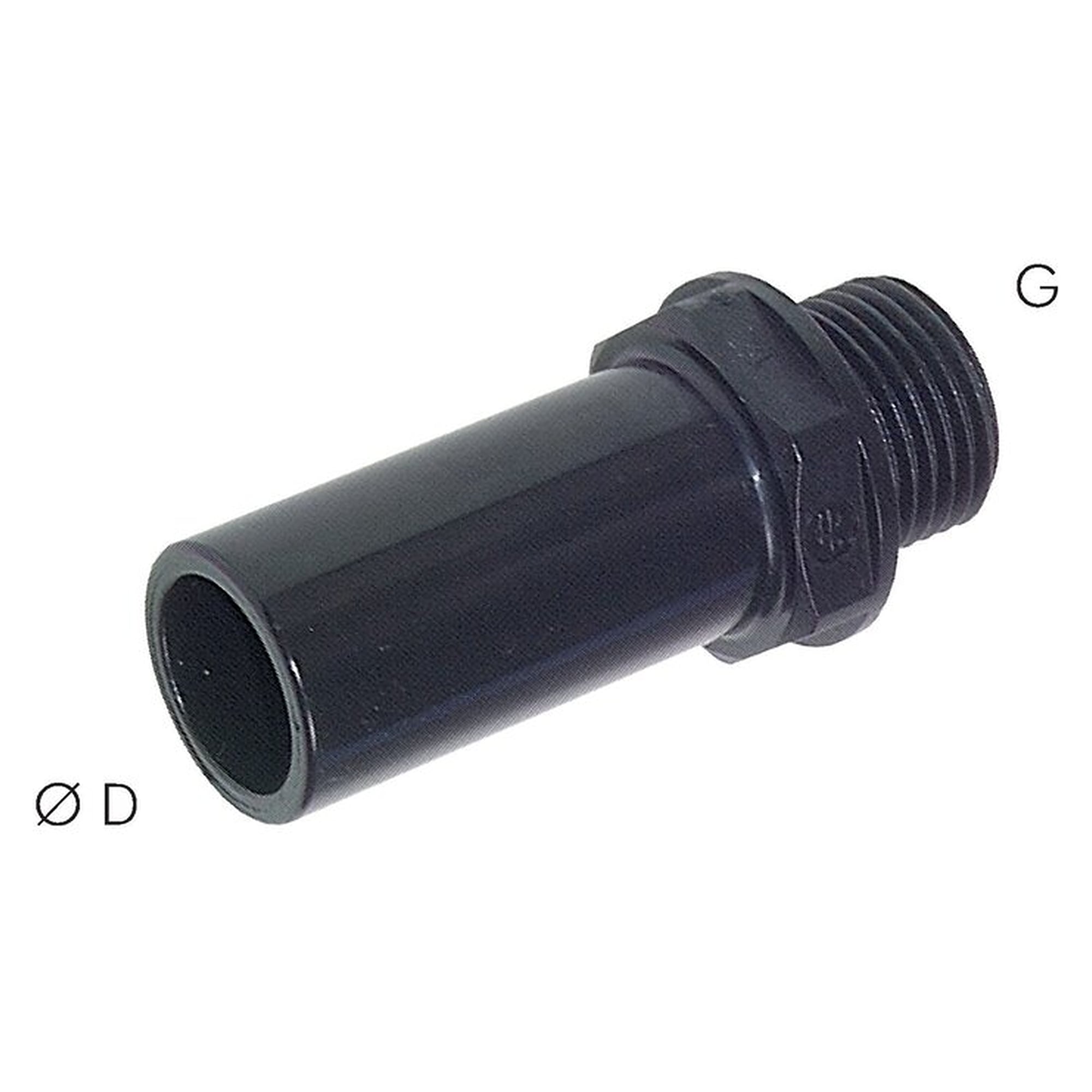 Male stud with push-in stem, large design, male thread G 1/2", tube 18 mm, POM