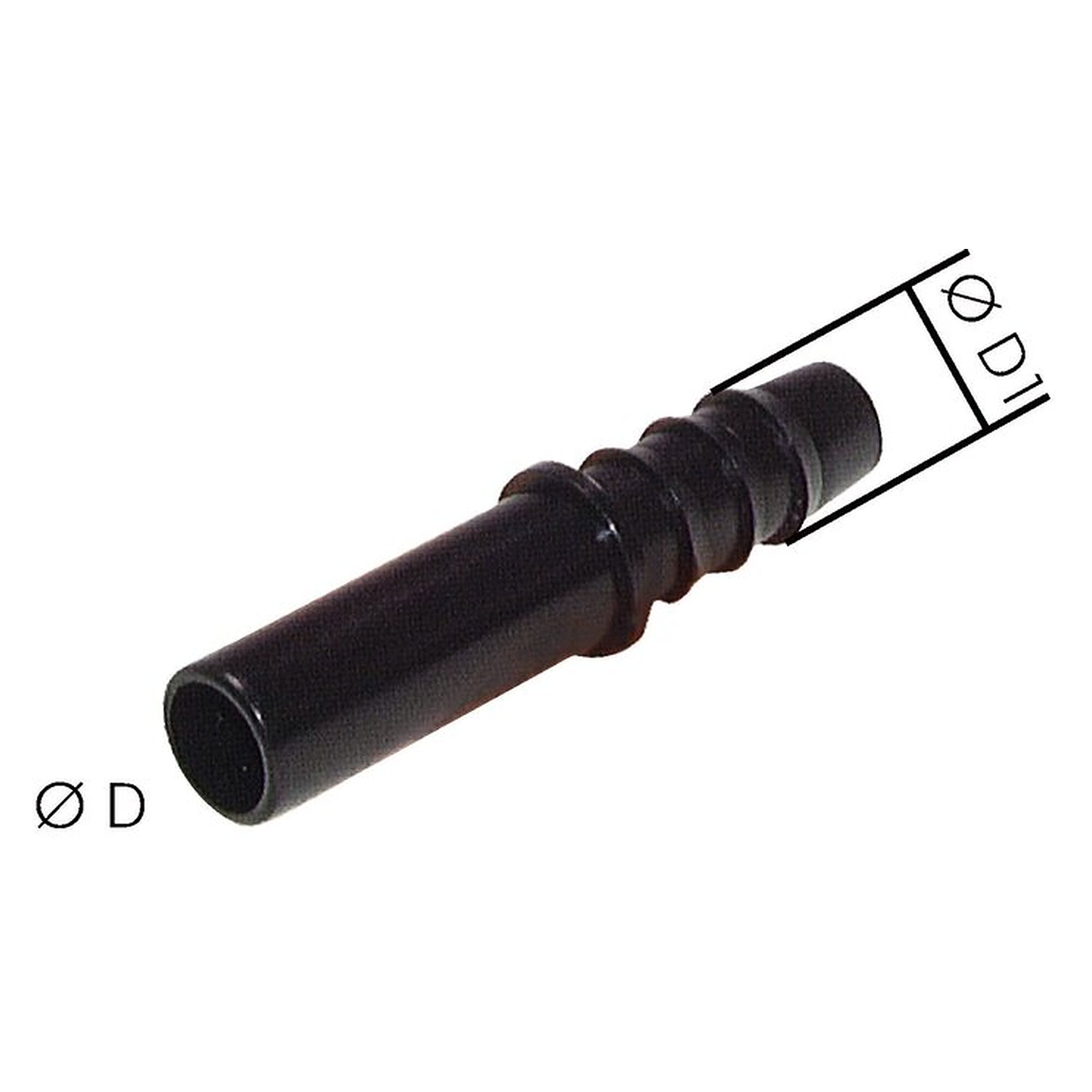 Stecknippel, Schlauch 12 mm, zweiter Anschluss 12,0 mm, Messing vernickelt