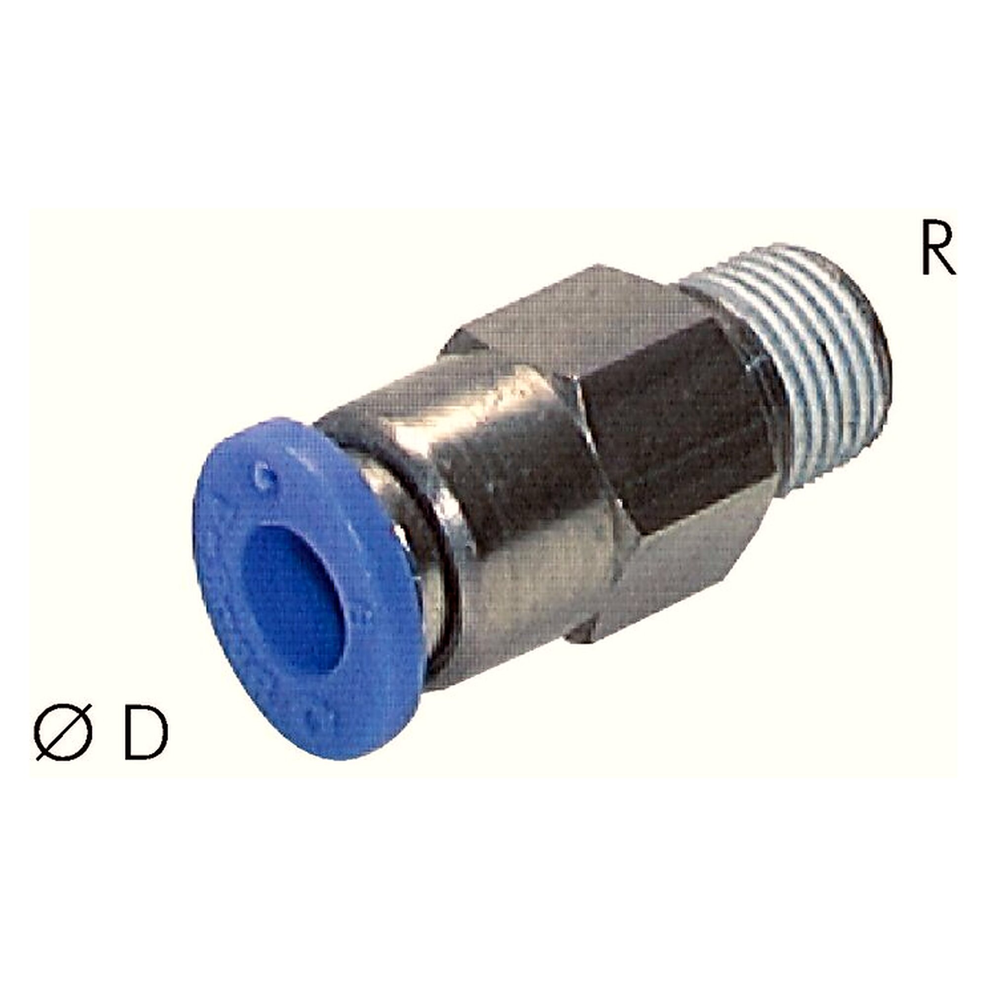 Steckanschluss, selbstabsperrend, Einschraubgewinde R 1/4", Schlauch 6 mm, Messing vernickelt