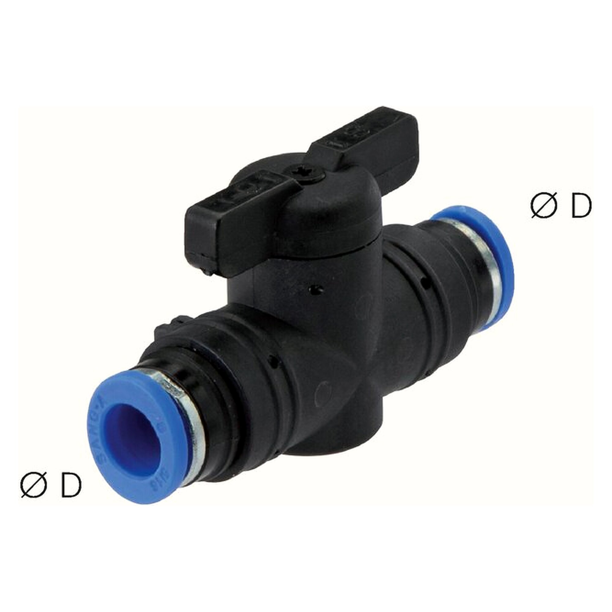 Shut-off cock 12 mm, IQS-standard, nickel-plated brass / PA 66 / PPS