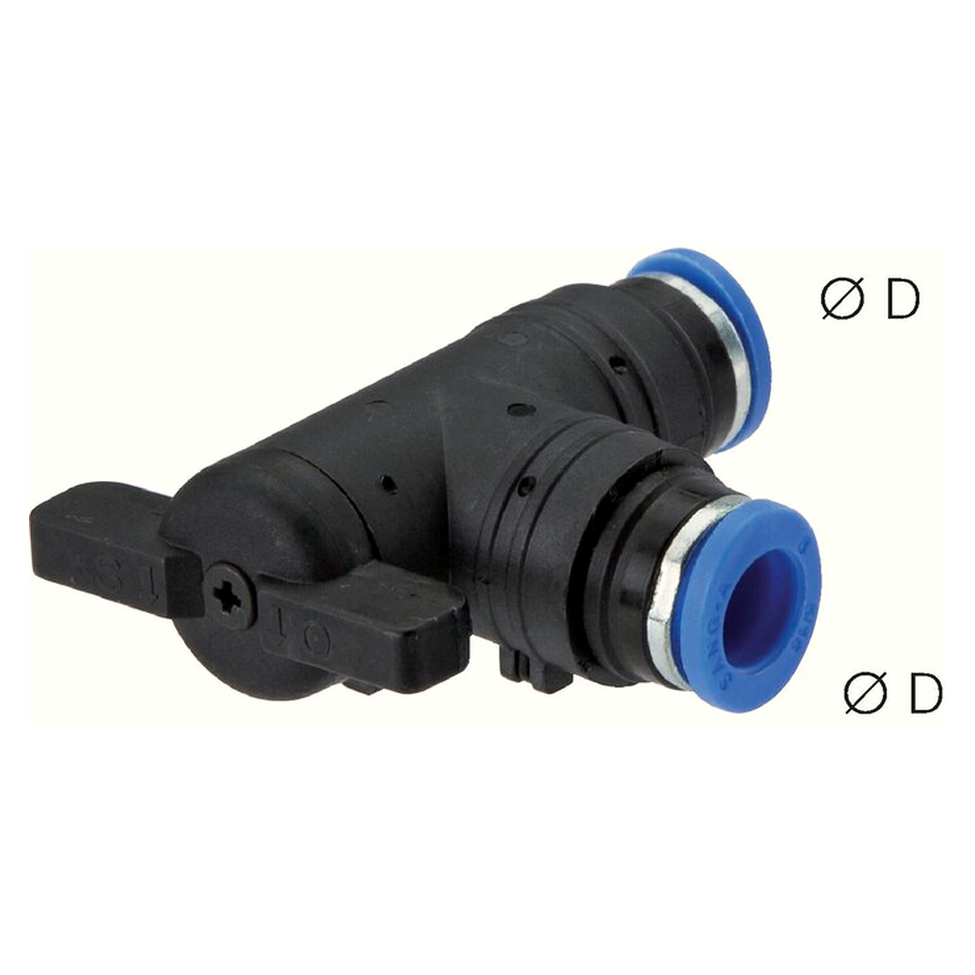 Angle shut-off cock 10 mm, IQS-standard, nickel-plated brass / PA 66 / PPS
