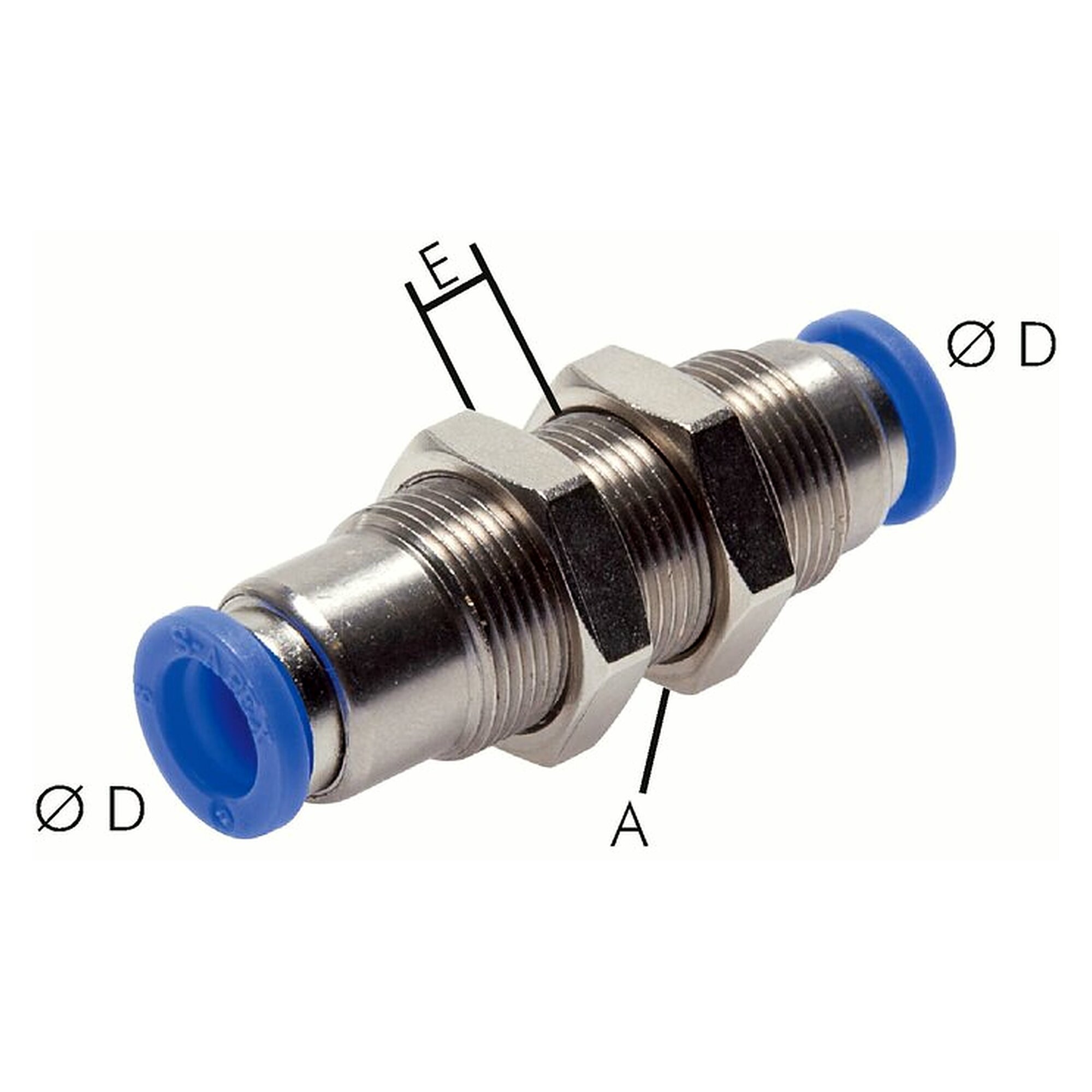 Steckanschluss, Schottform, selbstabsperrend, Gewinde M 20x1, Schlauch 10 mm, Messing vernickelt