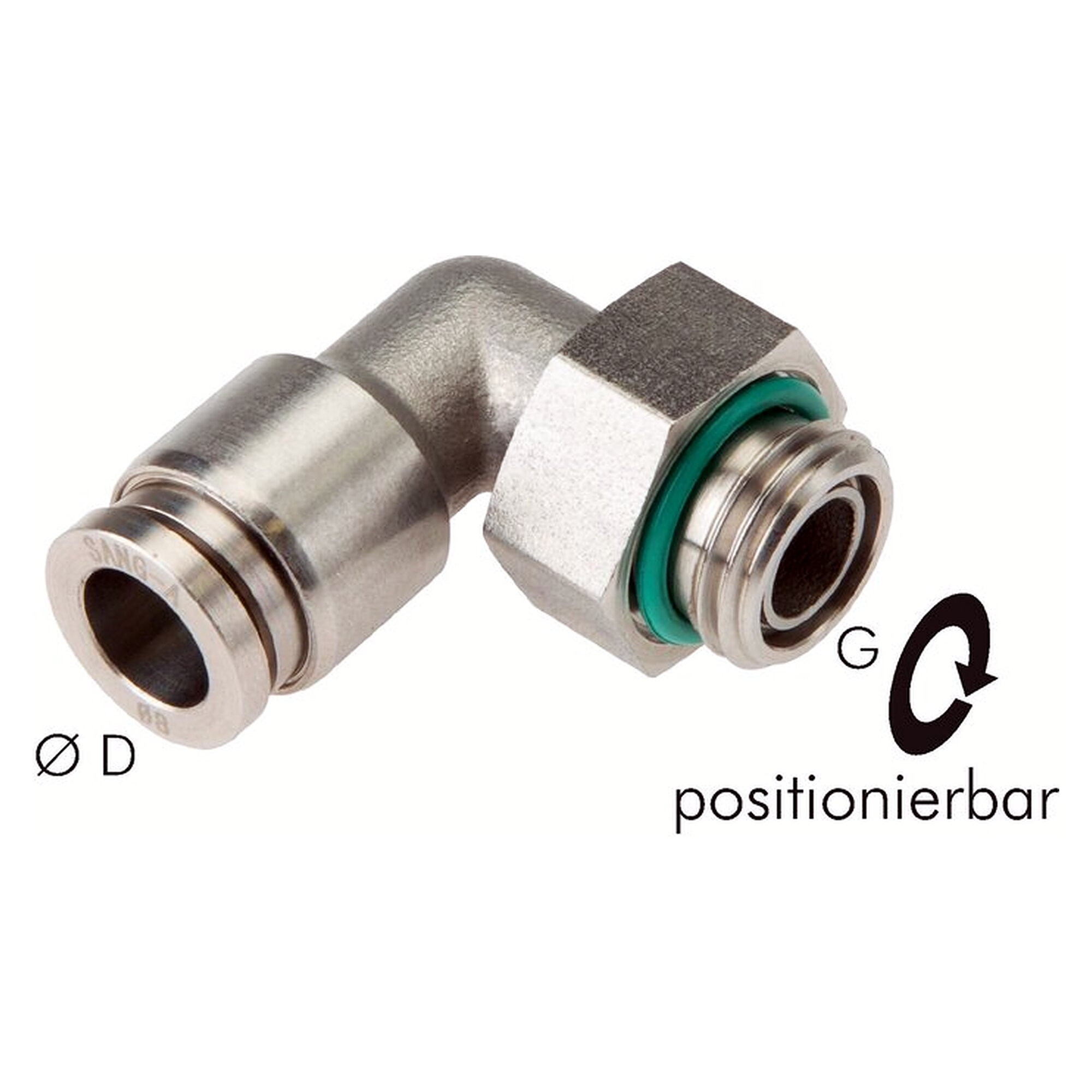 Steckanschluss, Winkelform, Einschraubgewinde G 1/2", Schlauch 16 mm, Edelstahl