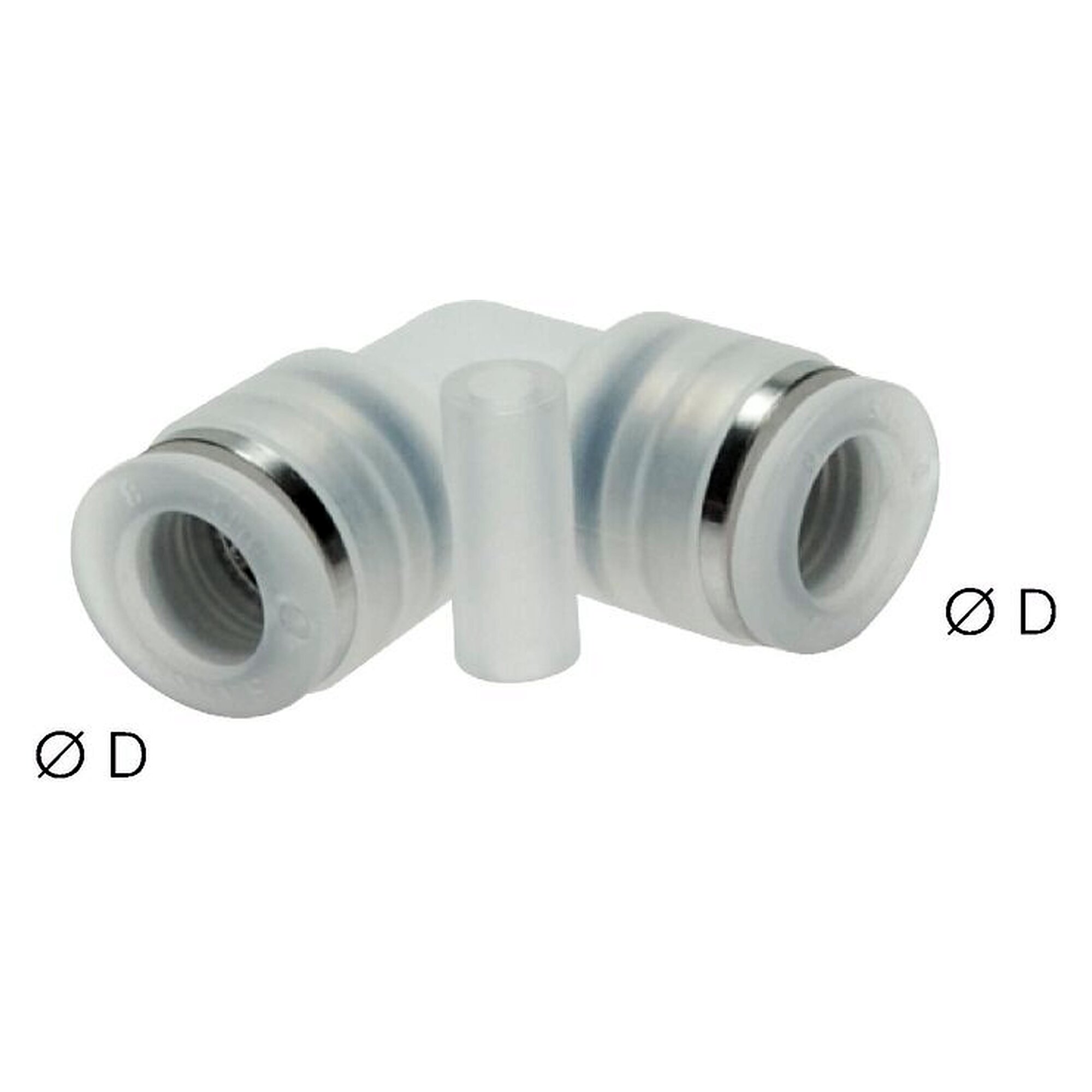 Push-in fitting, elbow design, tube 4 mm, polypropylene, FDA compliant
