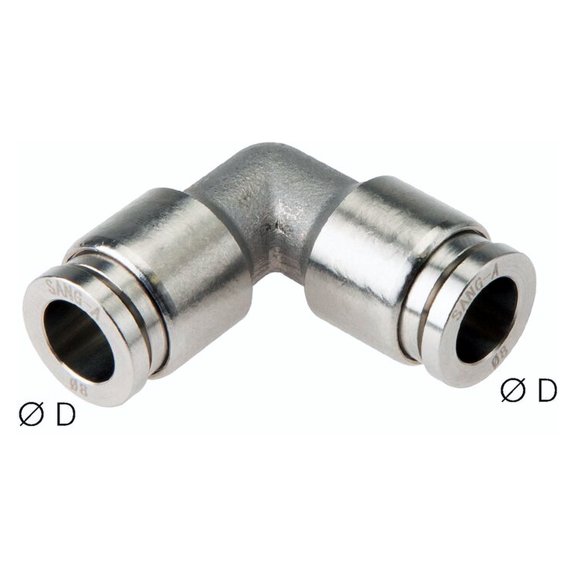 Push-in fitting, elbow design, tube 6 mm, stainless steel, for pipe and tube