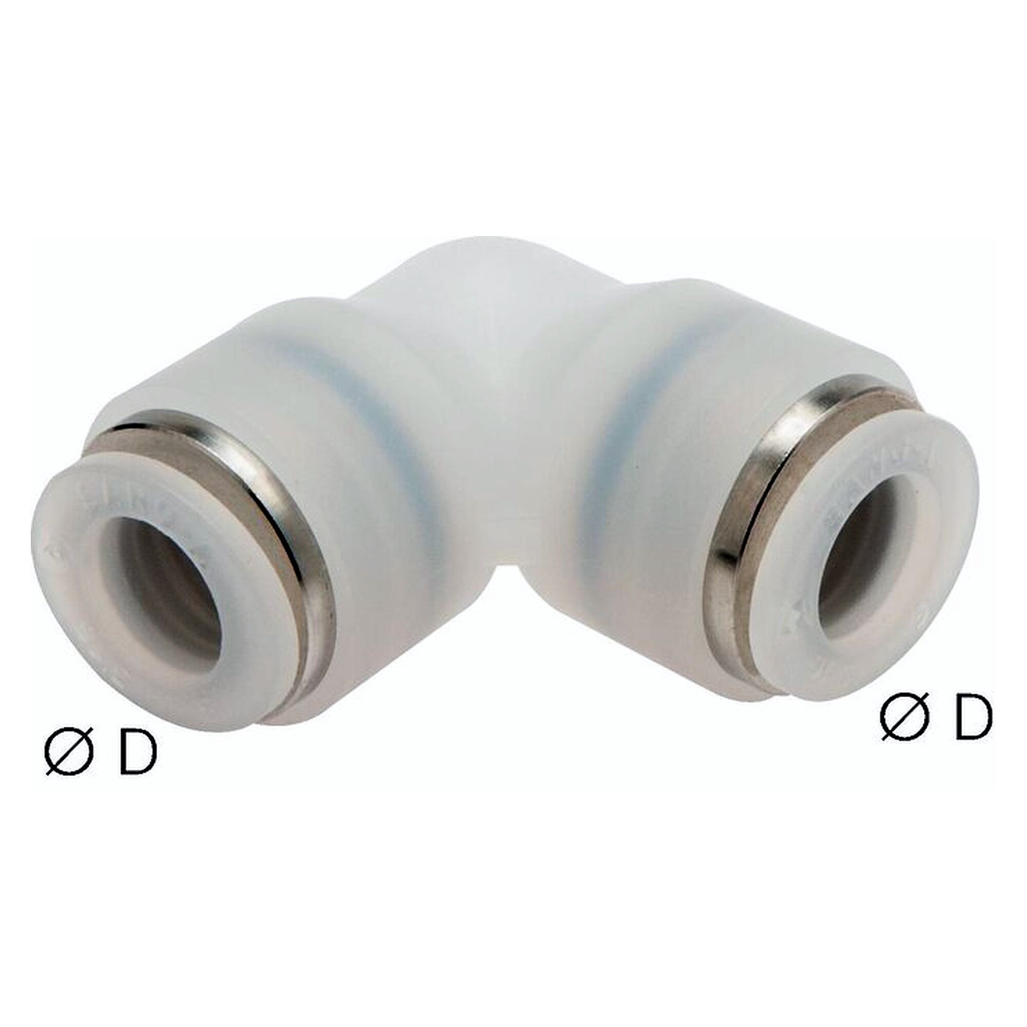 Steckanschluss, Winkelform, Schlauch 6 mm, PVDF, für geölte und ungeölte Druckluft