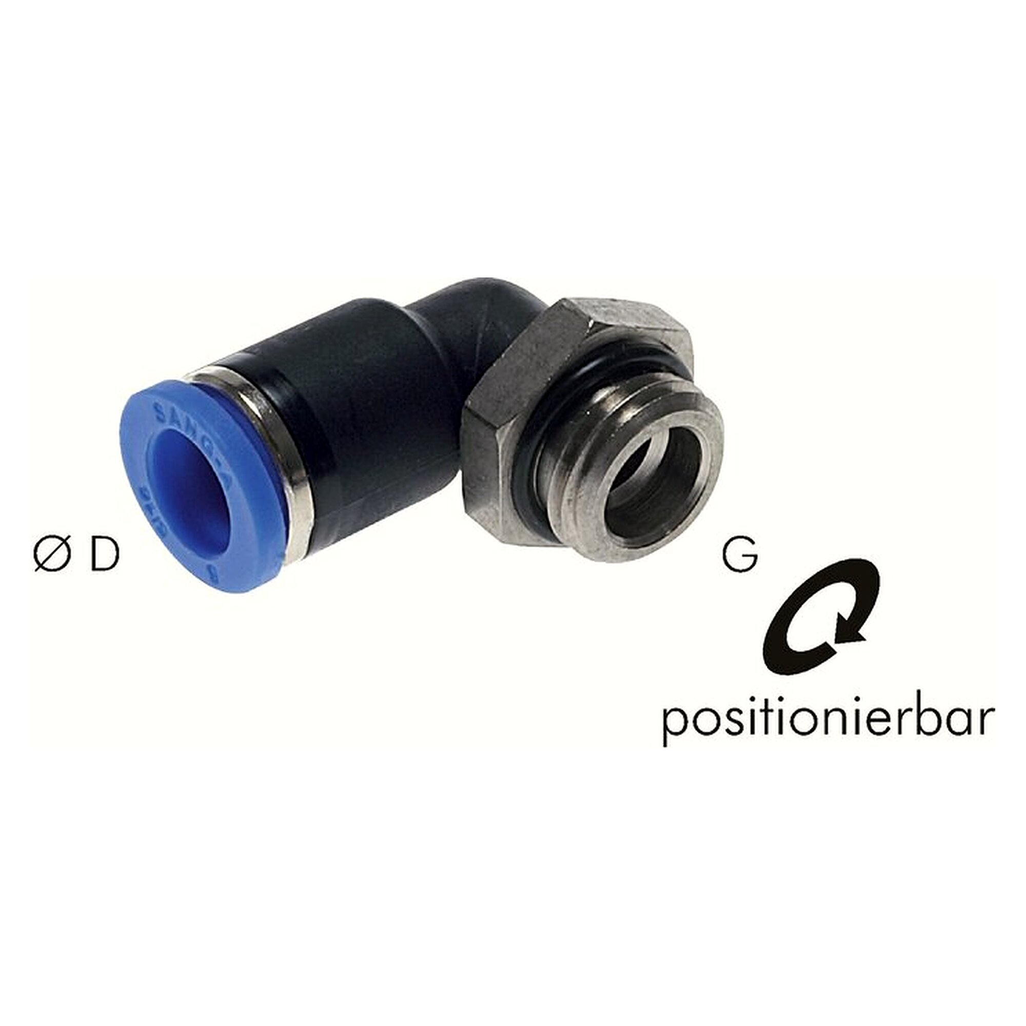 Steckanschluss, Winkelform, Gewinde G 3/8", Schlauch 8 mm, Messing vernickelt, -20 bis +80 °C