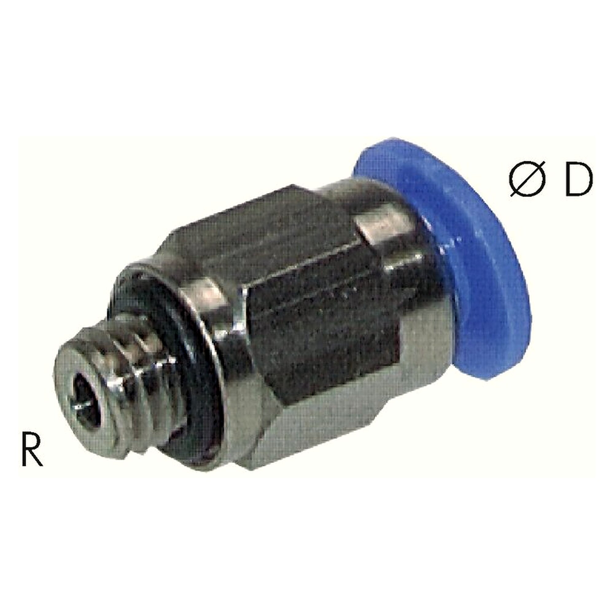 Steckanschluss, gerade Form, Miniaturbauform, Gewinde R 1/8", Schlauch 4 mm, Messing vernickelt