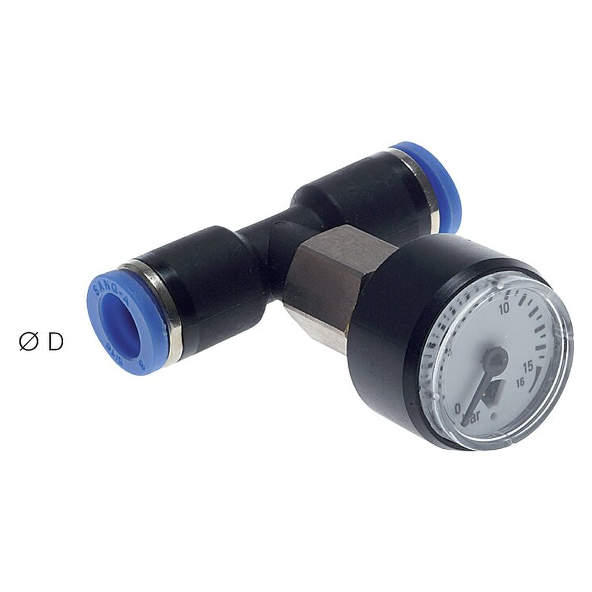 Manometer, 0 - 10 bar, Messing vernickelt / PA 66, Genauigkeitsklasse 4, Schutzart IP 42