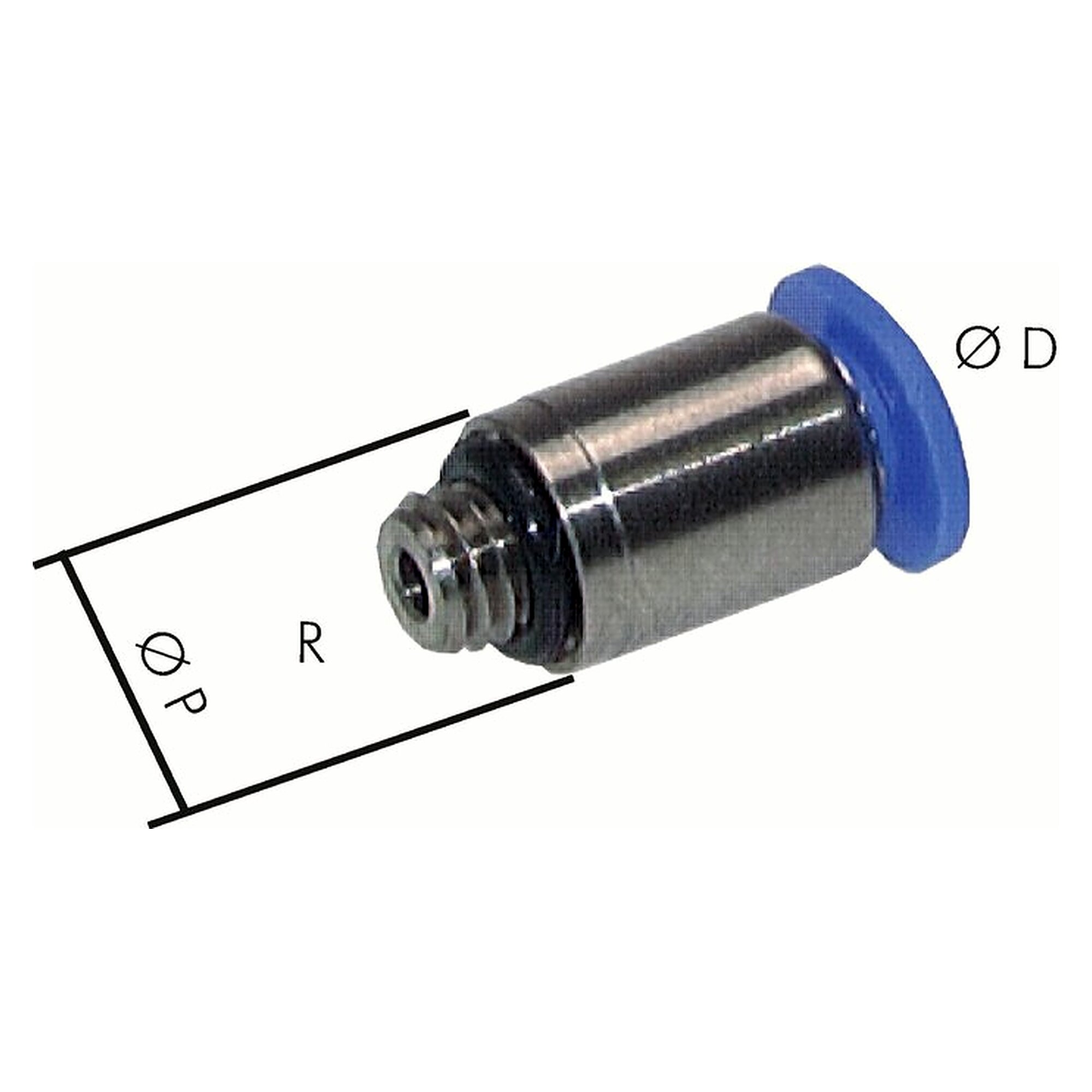 Push-in fitting, straight design, with hexagon socket, thread R 1/8", tube 6 mm, nickel plated brass