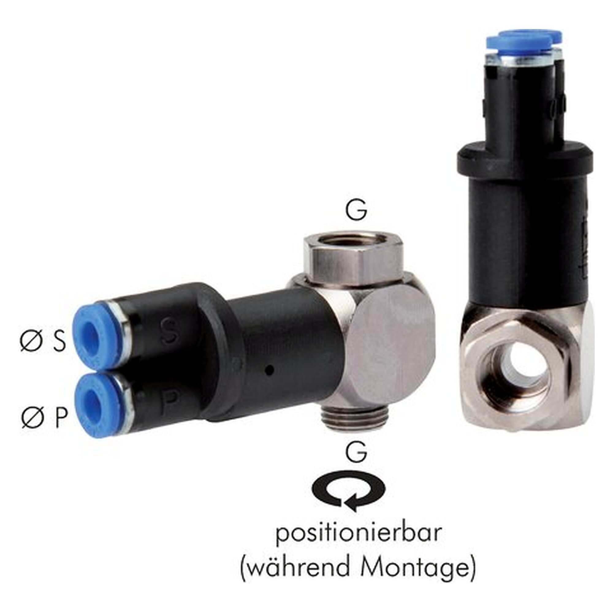 Pneumatic signal fitting, male thread M 5, nickel plated brass