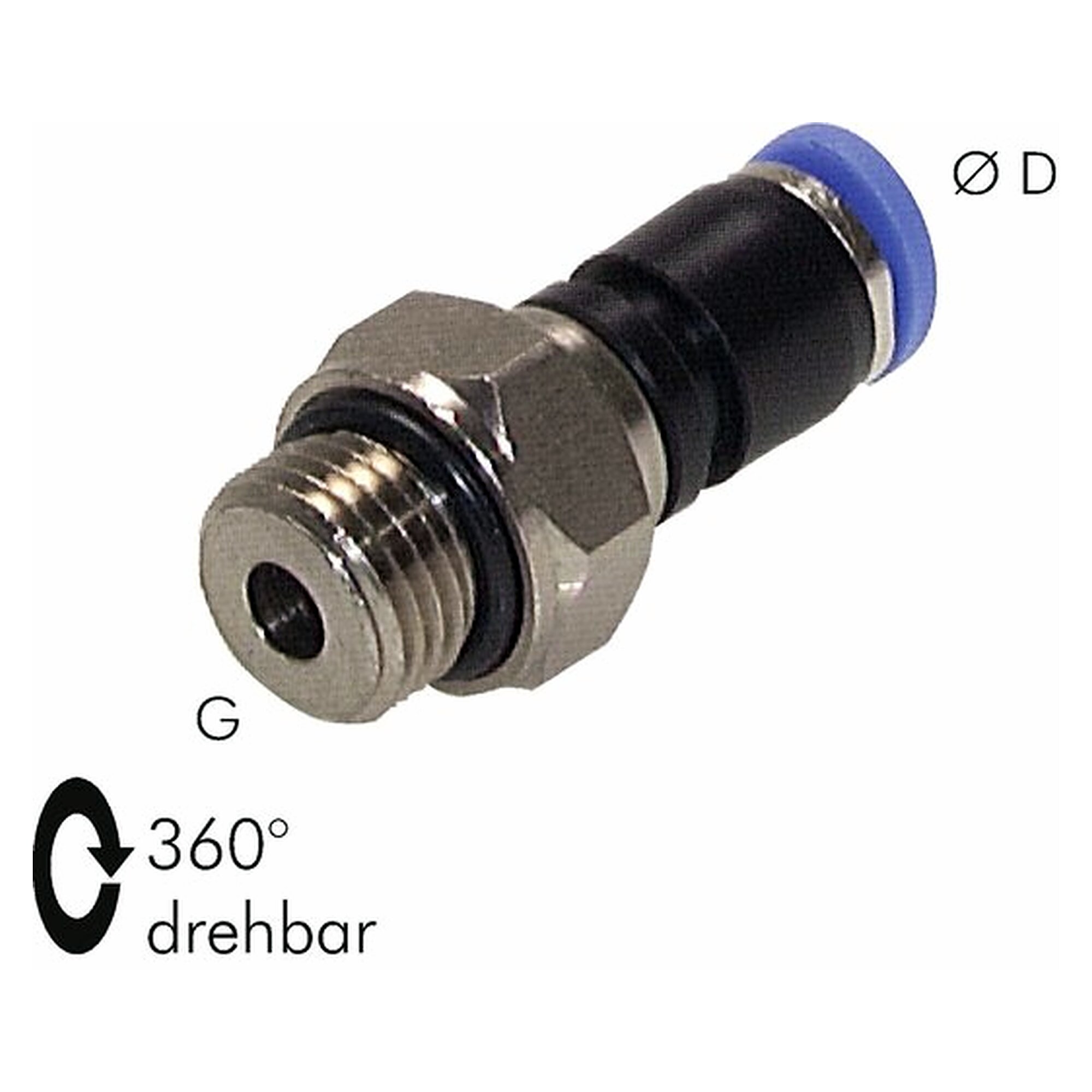 Gerade Drehverschraubung, Gewinde G 1/4", D 6 mm, für drehende Anschlüsse, 500
