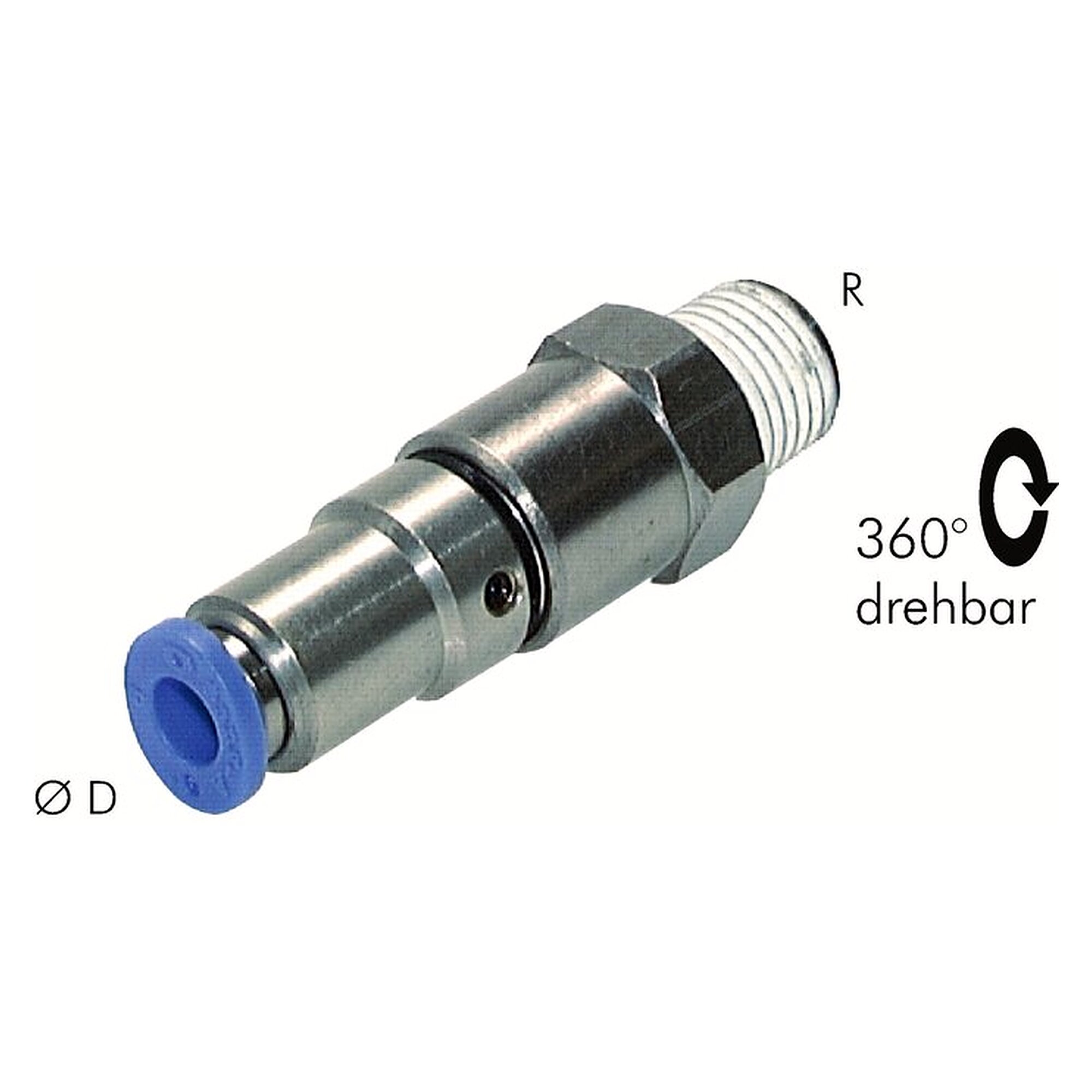 Straight swivel fitting, thread R 3/8", D 12 mm, for rotating connections, 1000