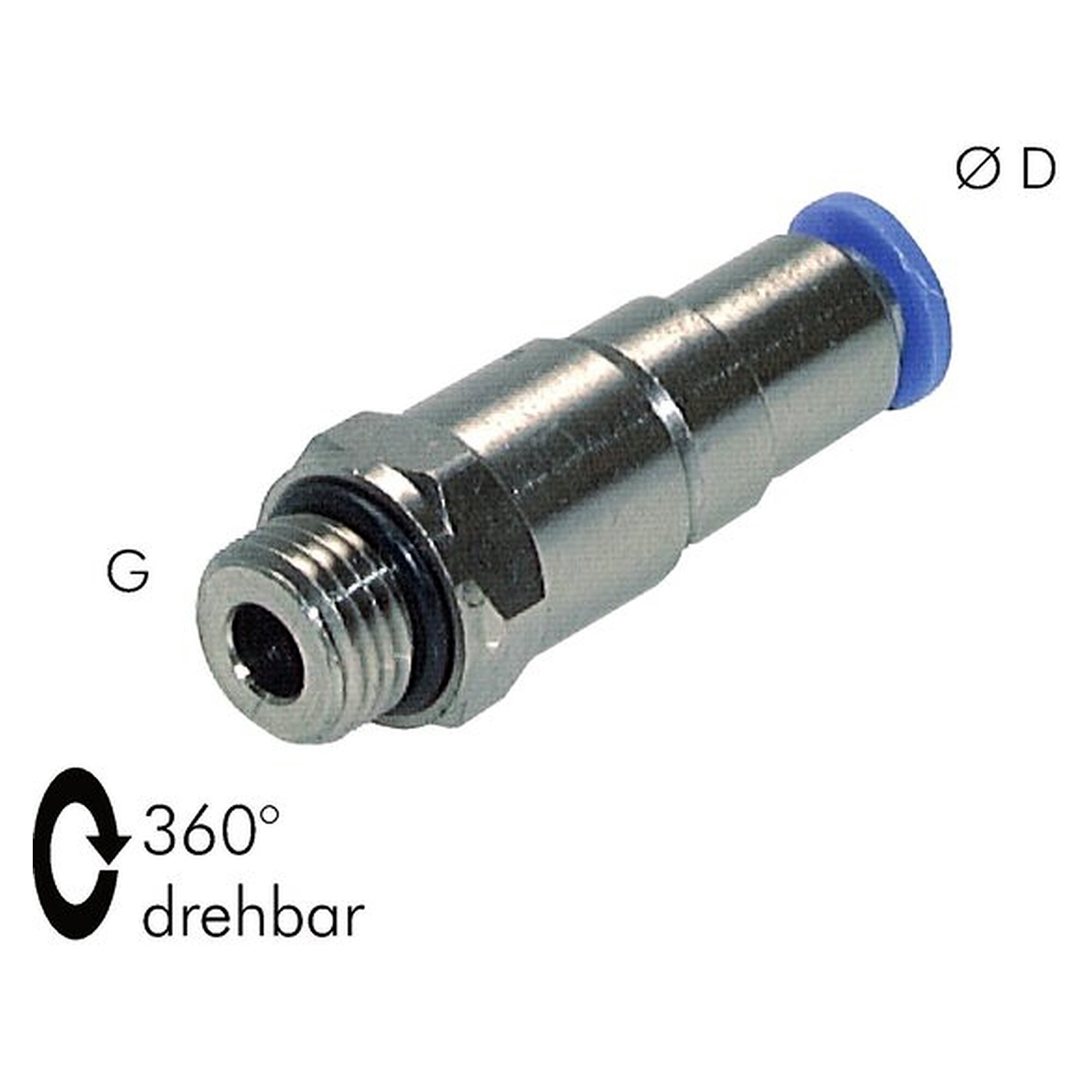 Gerade Drehverschraubung, Gewinde G 1/4", D 8 mm, für drehende Anschlüsse, 1200