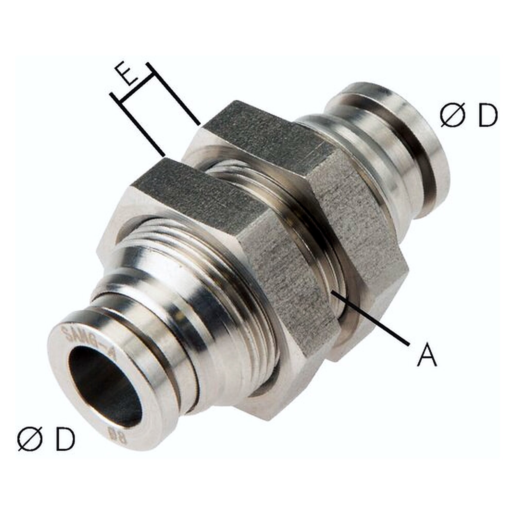Steckanschluss, Schottform, Schottgewinde M 24x1, Schlauch 12 mm, Edelstahl
