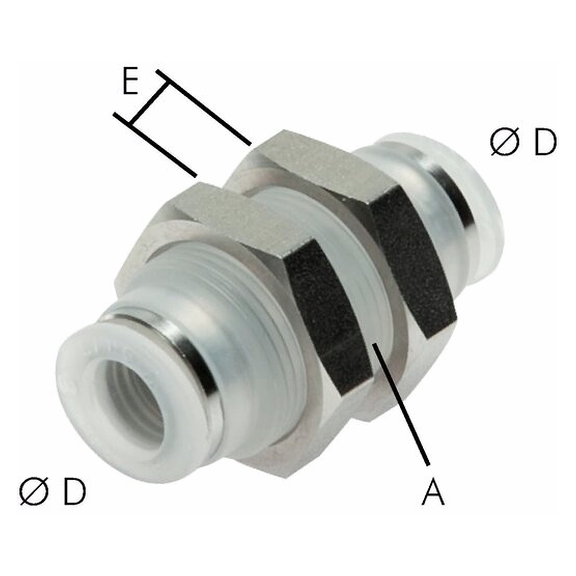 Steckanschluss, Schottform, Schottgewinde M 15x1, Schlauch 6 mm, Polypropylen (FDA-konform)