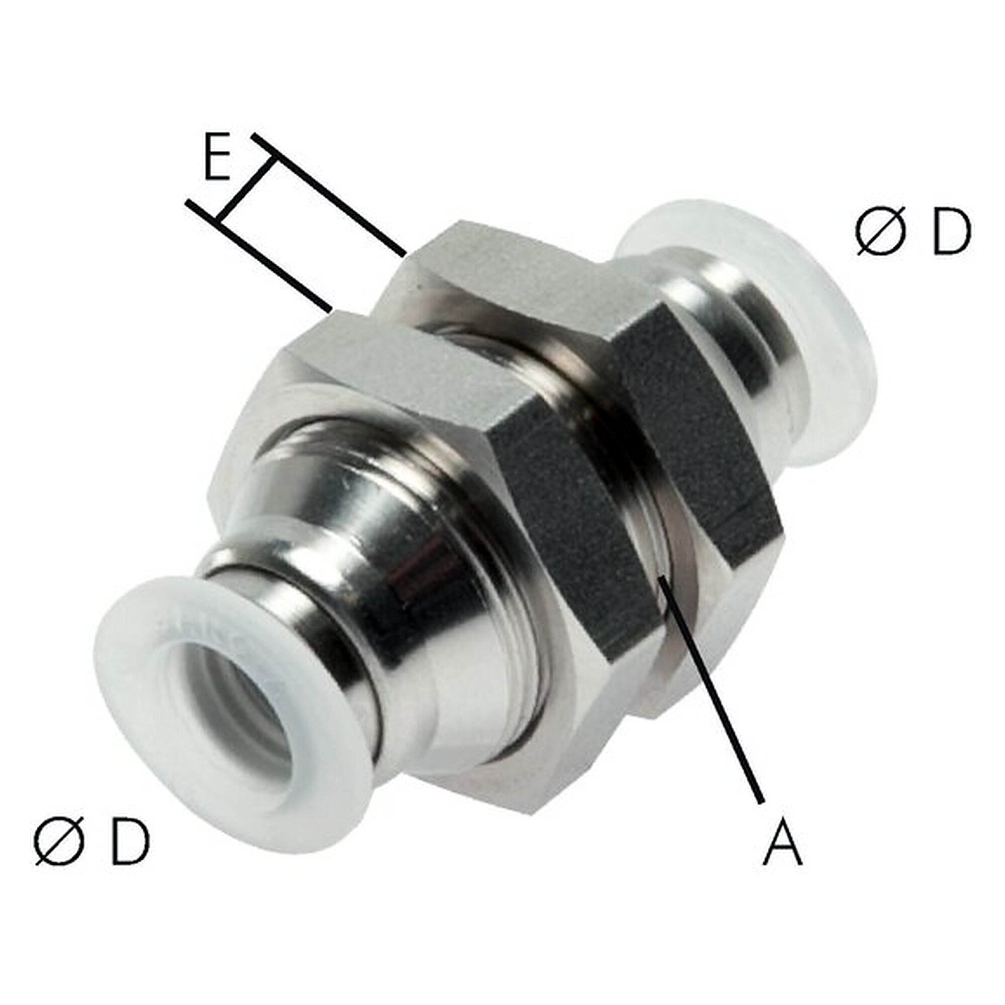 Steckanschluss, Schottform, Schottgewinde M 20x1, Schlauch 10 mm, Polypropylen (FDA-konform)