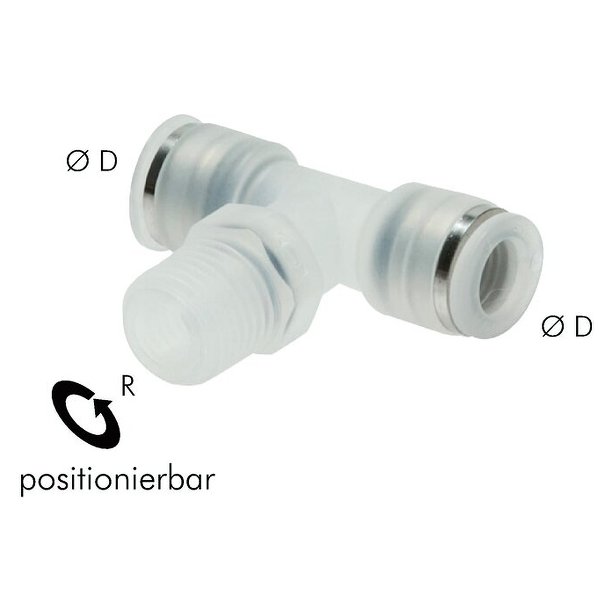 Steckanschluss, Gewinde R 1/4", Schlauch 10 mm, Polypropylen, Dichtung EPDM mit PTFE-Beschichtung