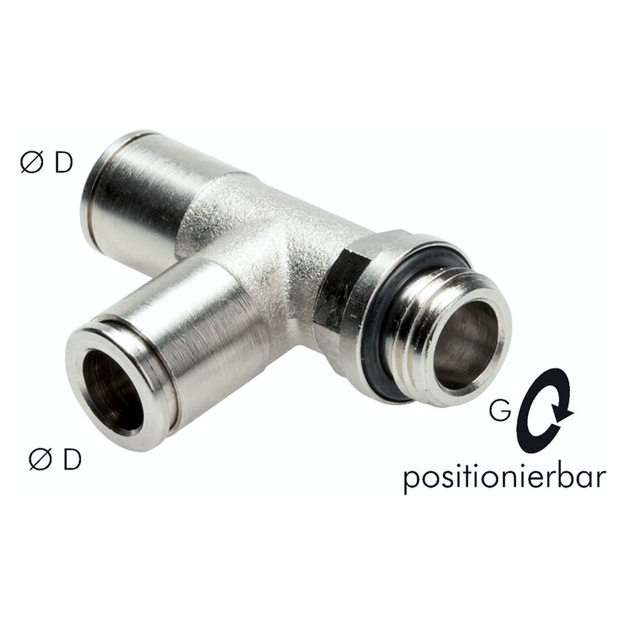 Push-in fitting, elbow design, male thread G 1/8", tube 4 mm, nickel plated brass, standard