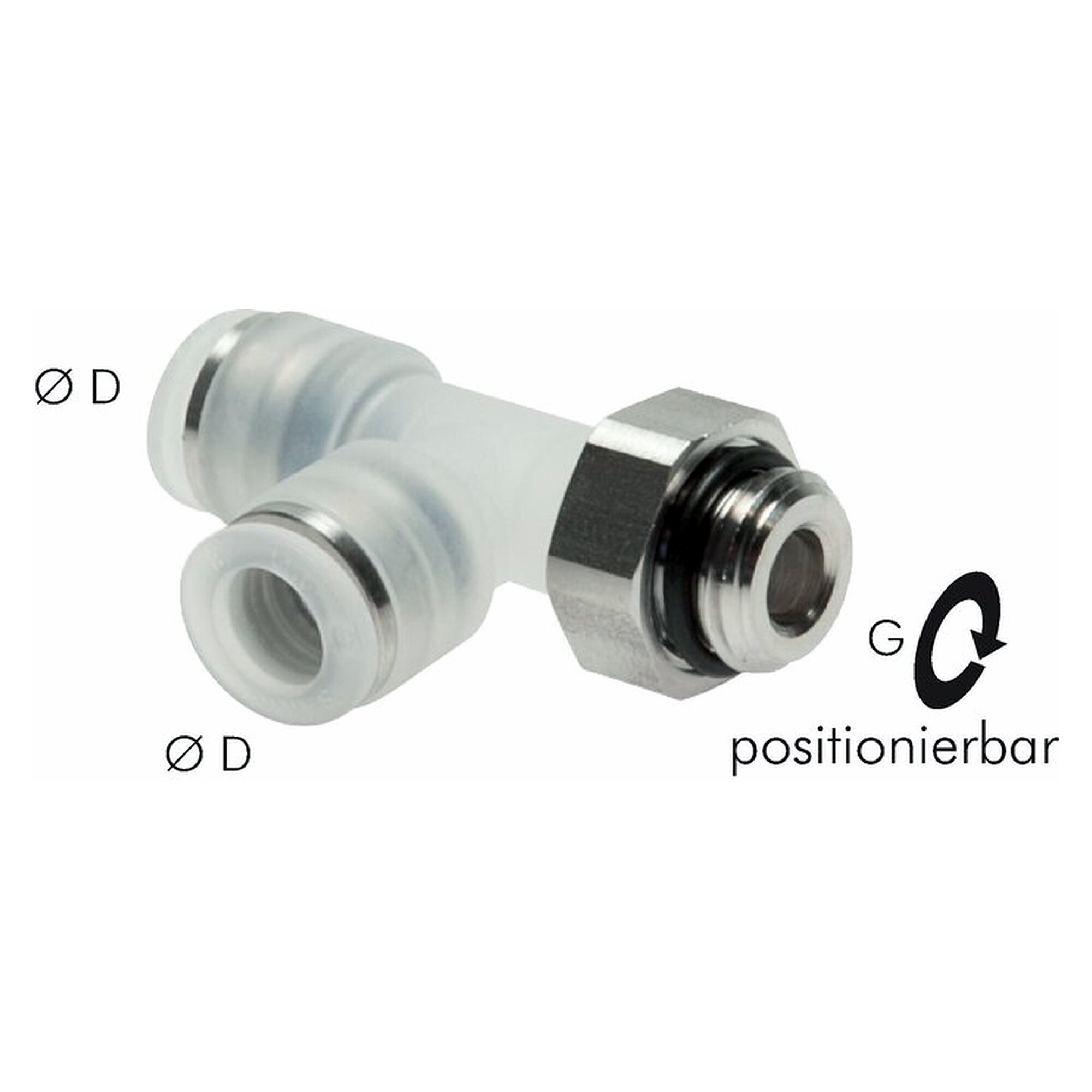 Push-in fitting, thread G 1/2", tube 12 mm, polypropylene, FDA compliant, stainless steel thread