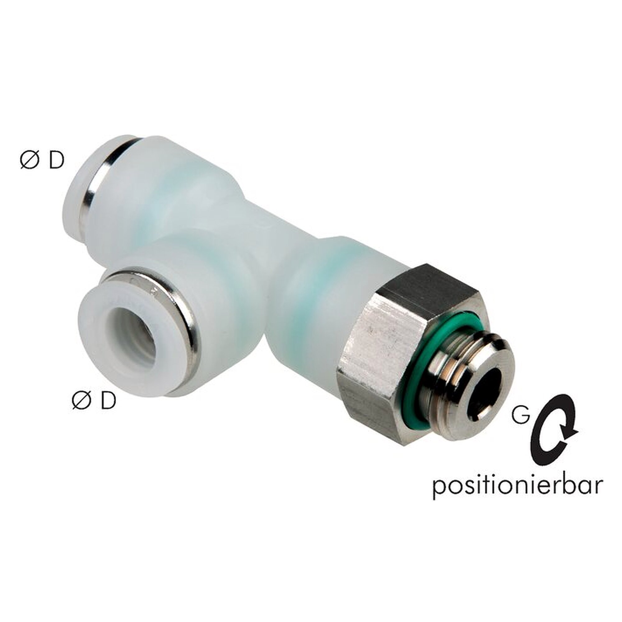 Push-in fitting, elbow design, male thread G 3/8", tube 12 mm, PVDF, seal FKM