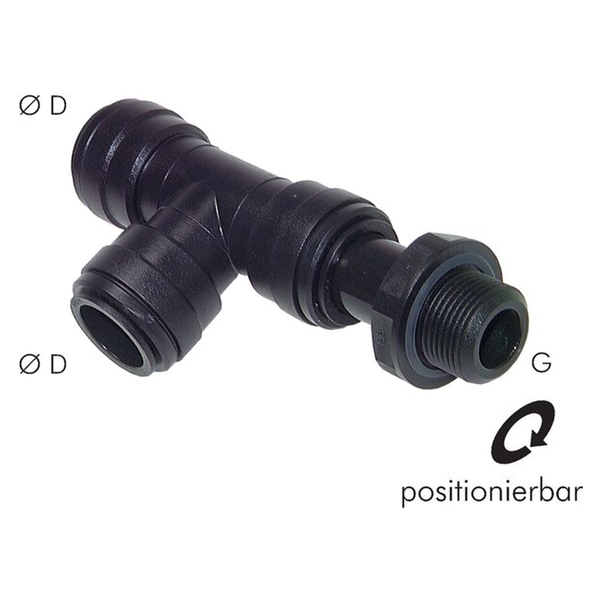Push-in fitting, elbow design, large design, male thread G 1/2", tube 18 mm, POM, seal NBR