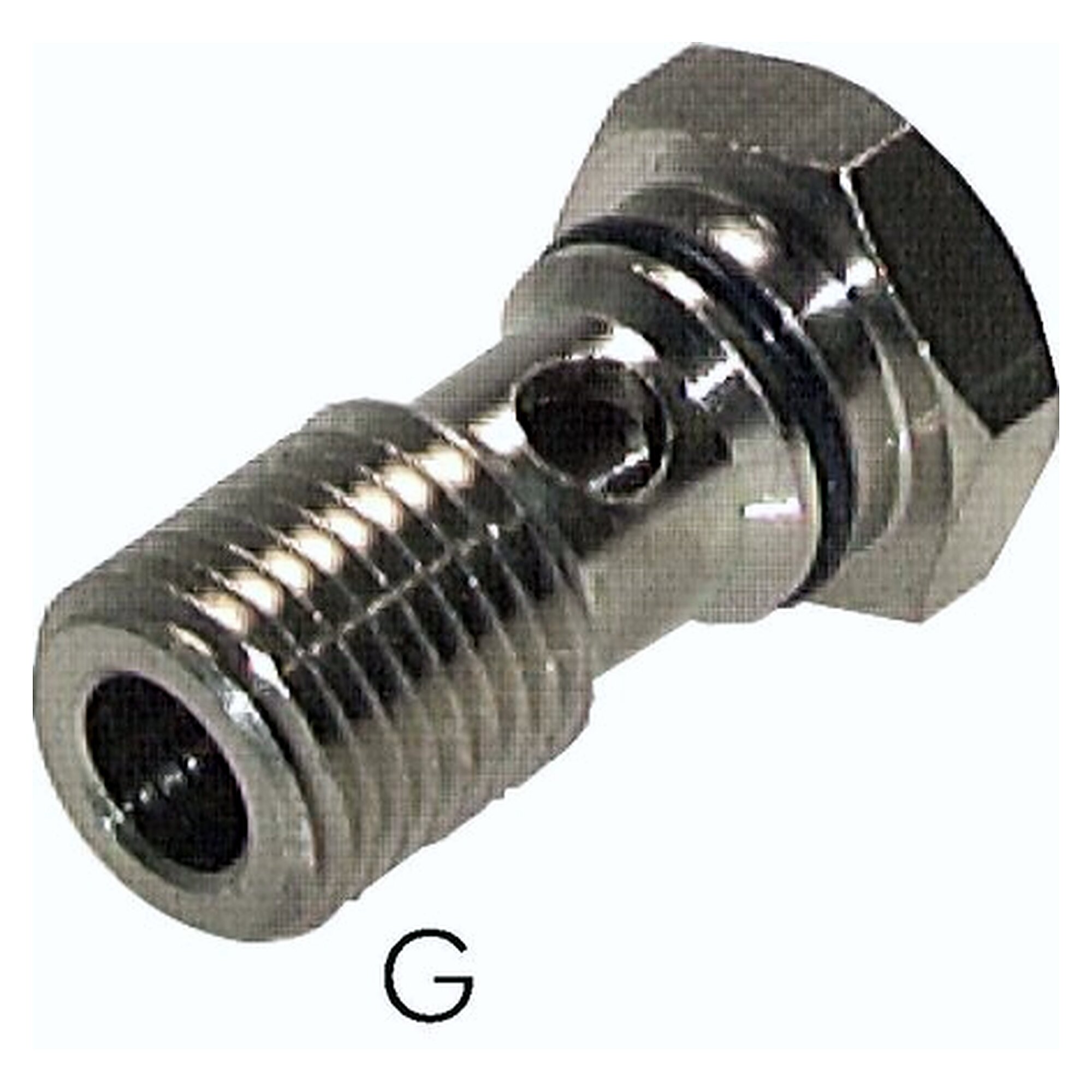 Banjo body, 1-way distribution, with banjo bolt, male thread G 1/4", nickel plated brass