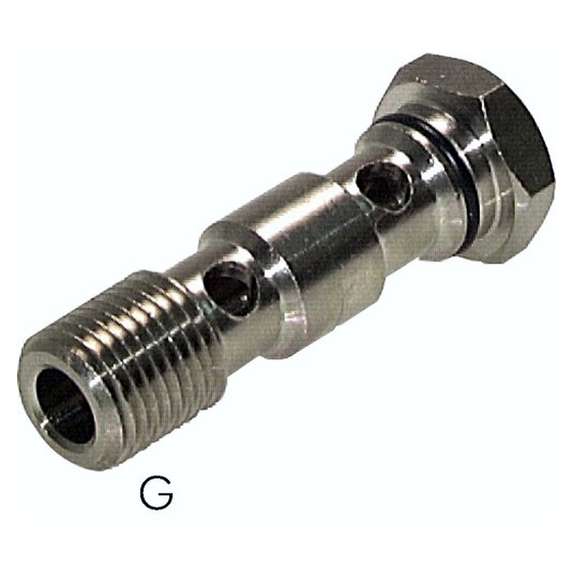 Banjo body, 2-way distribution, with banjo bolt, male thread G 1/2", nickel plated brass