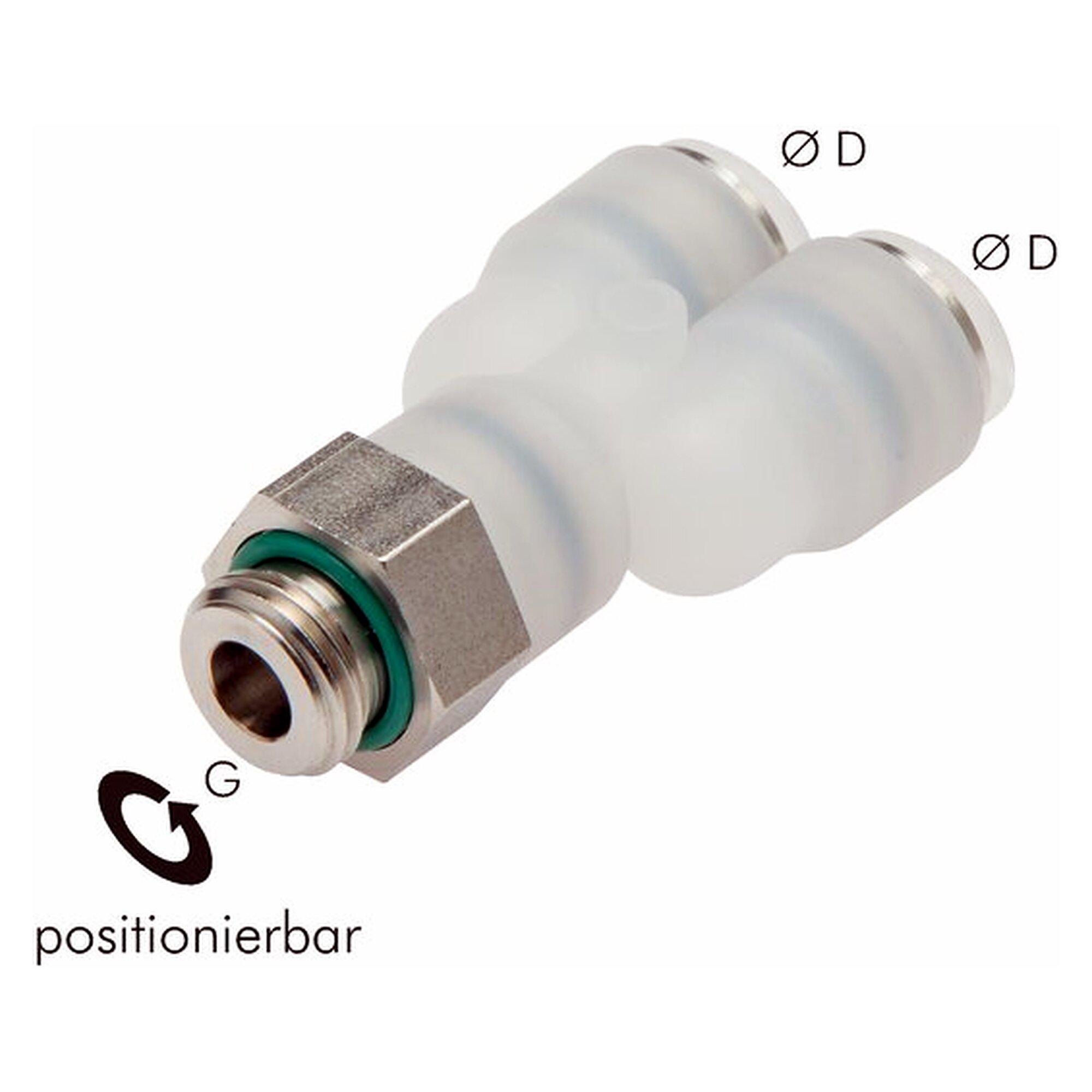 Push-in fitting, Y design, male thread G 3/8", tube 12 mm, PVDF