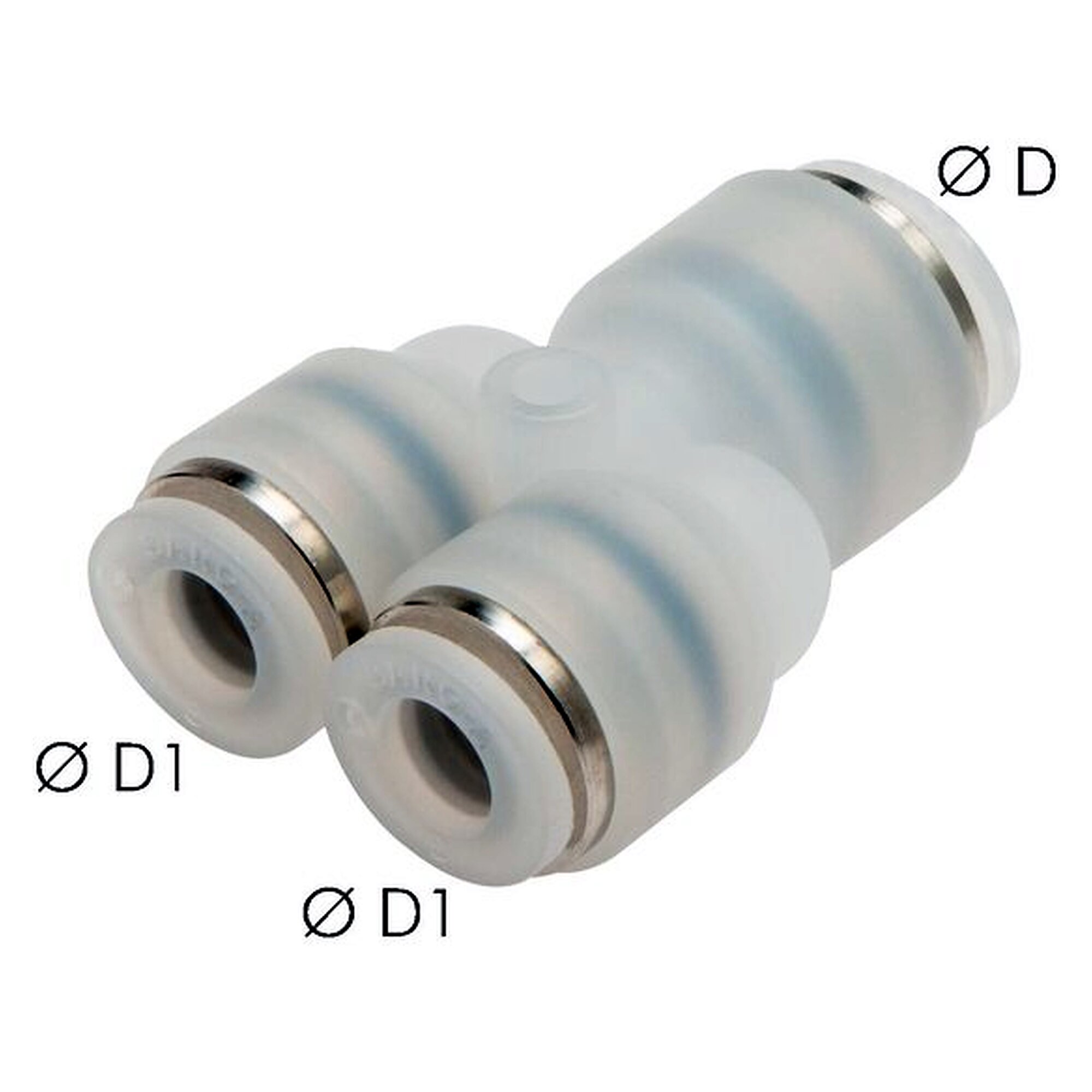 Steckanschluss, Y-Form, Schlauch 6 mm, zweiter Anschluss 6 mm, Edelstahl