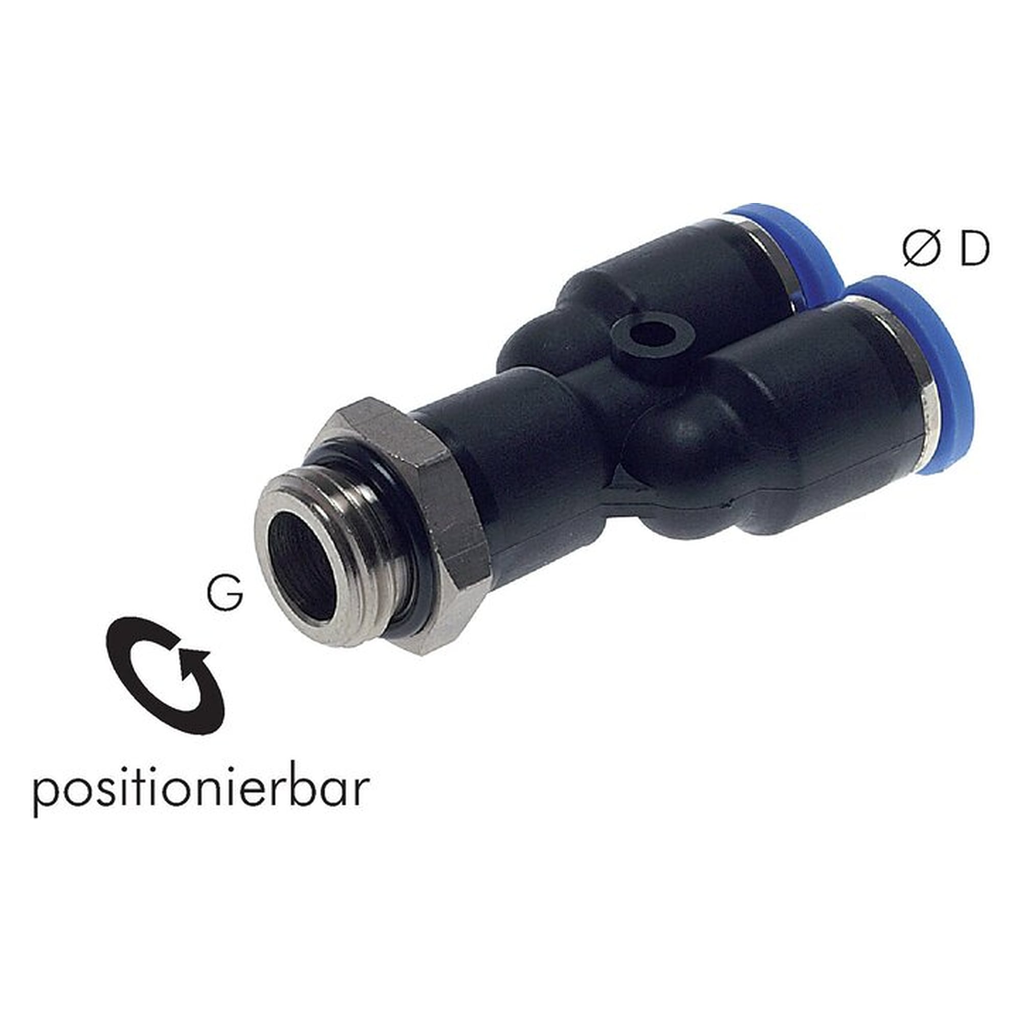 Push-in fitting, Y design, male thread G 1/2", tube 12 mm, nickel plated brass, seal NBR