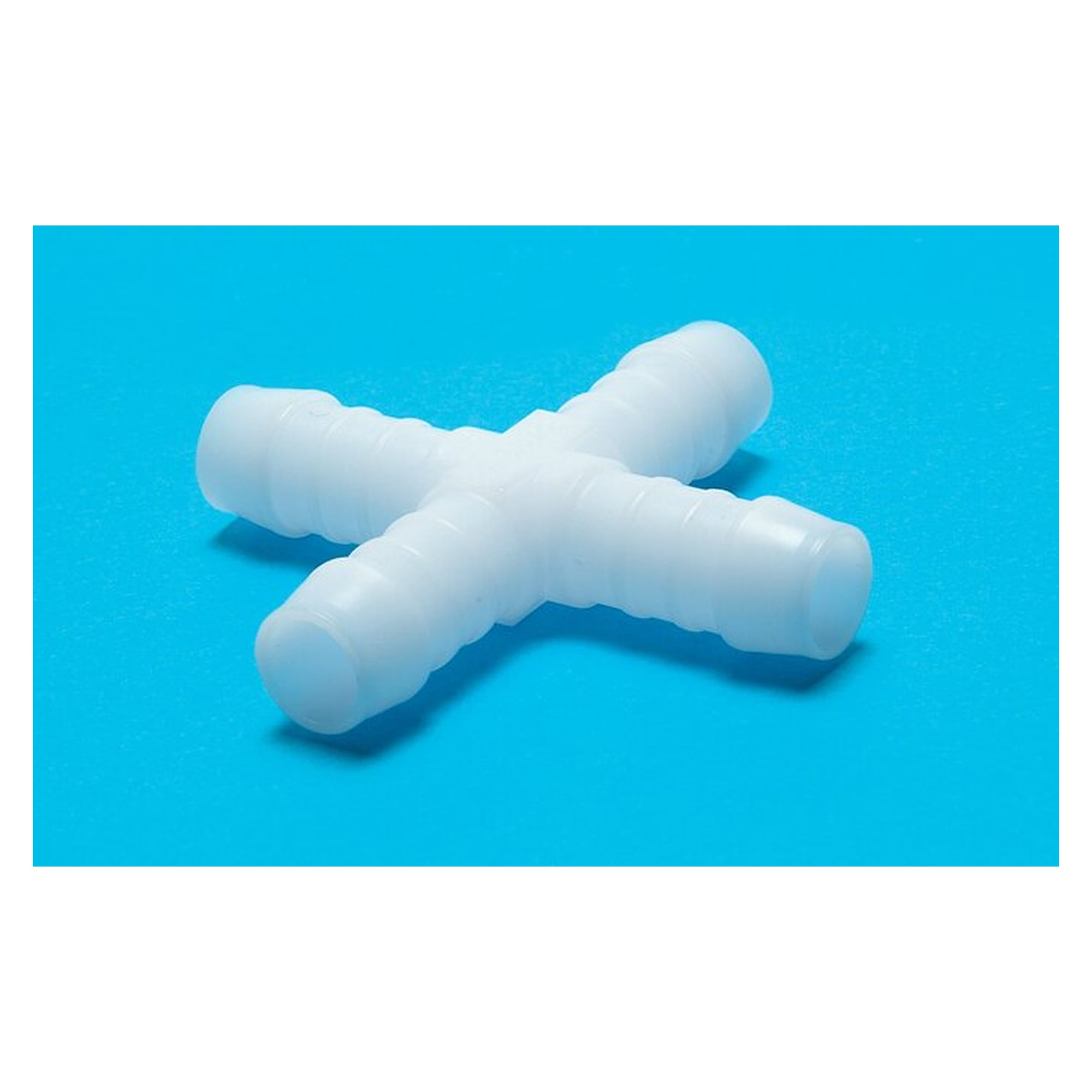 Hose connector, cross design, hose bore 12 mm, POM, for pipe and tube