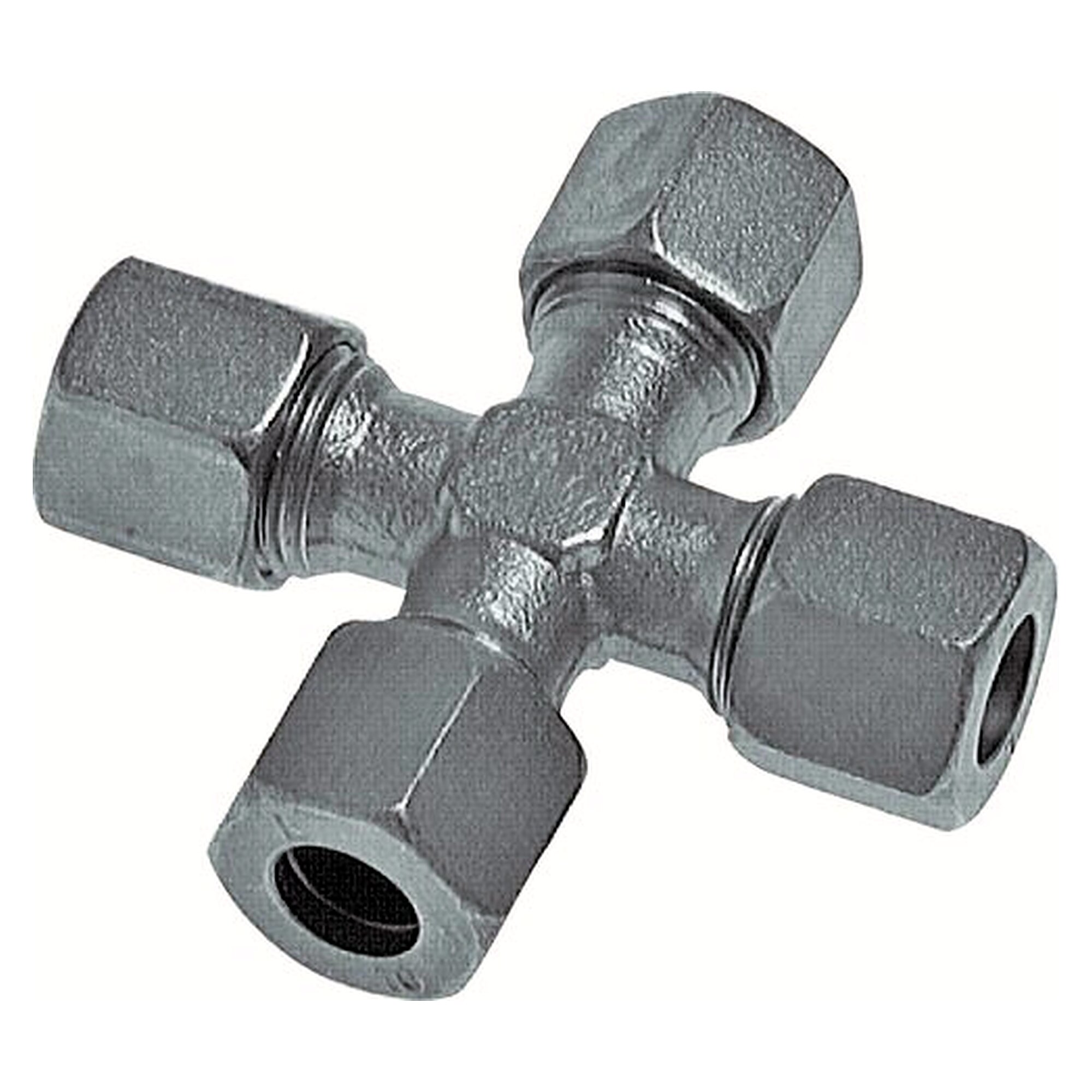 Kreuz-Verschraubung, Rohr 25 S (M36x2), Stahl verzinkt, schwere Baureihe