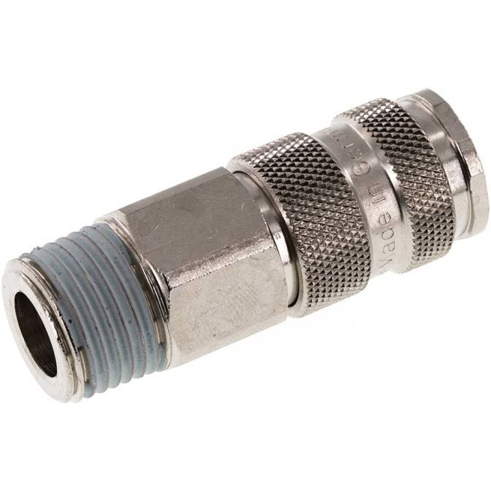 Kupplungsdose (NW7,2) R 1/2"(AG), Stahl gehärtet, vernickelt / Messing vernickelt