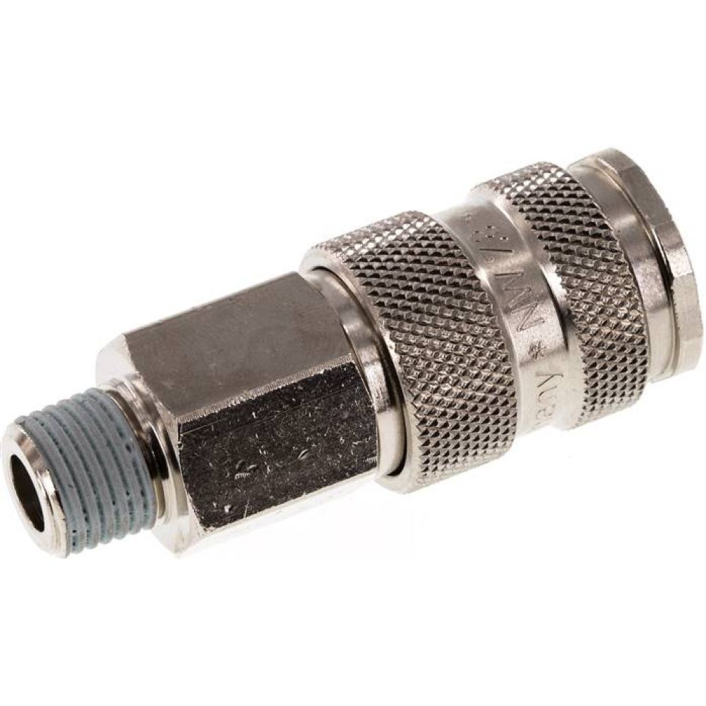 Kupplungsdose (NW7,2) R 1/4"(AG), Stahl gehärtet, vernickelt / Messing vernickelt