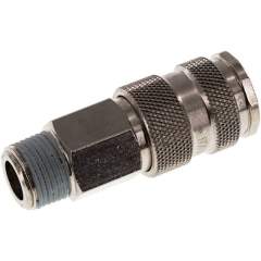 Kupplungsdose (NW7,2) R 3/8"(AG), Stahl gehärtet, vernickelt / Messing vernickelt