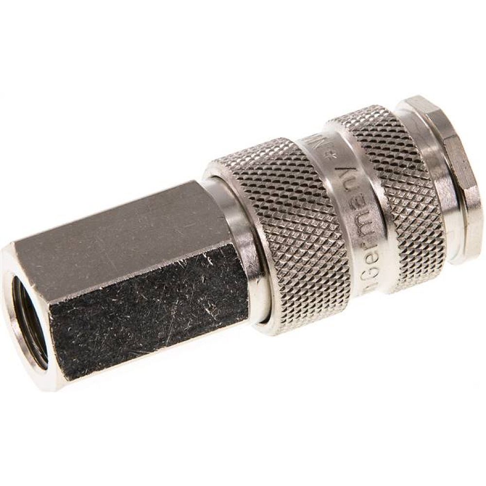 Kupplungsdose (NW7,2) G 1/4"(IG), Stahl gehärtet, vernickelt / Messing vernickelt