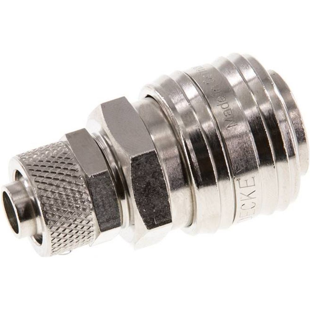 Kupplungsdose (NW7,2) 12x9mm Schlauch, Messing vernickelt