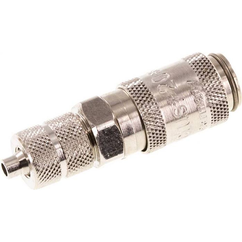 Kupplungsdose (NW2,7) 4,3x3mm Schlauch, Messing vernickelt