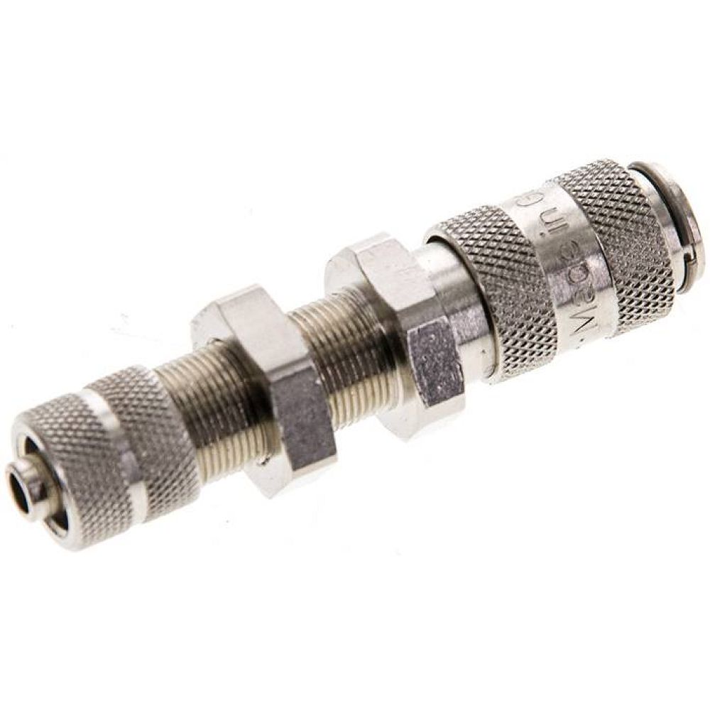 Schott-Kupplungsdose (NW2,7) 6x4mm Schlauch, Messing vernickelt