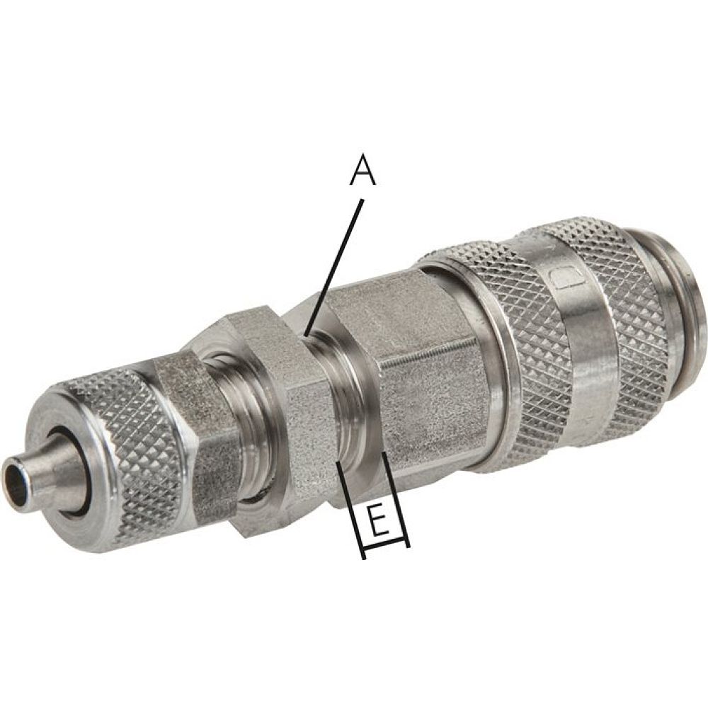 Schott-Kupplungsdose (NW5) 8x6mm Schlauch, Edelstahl