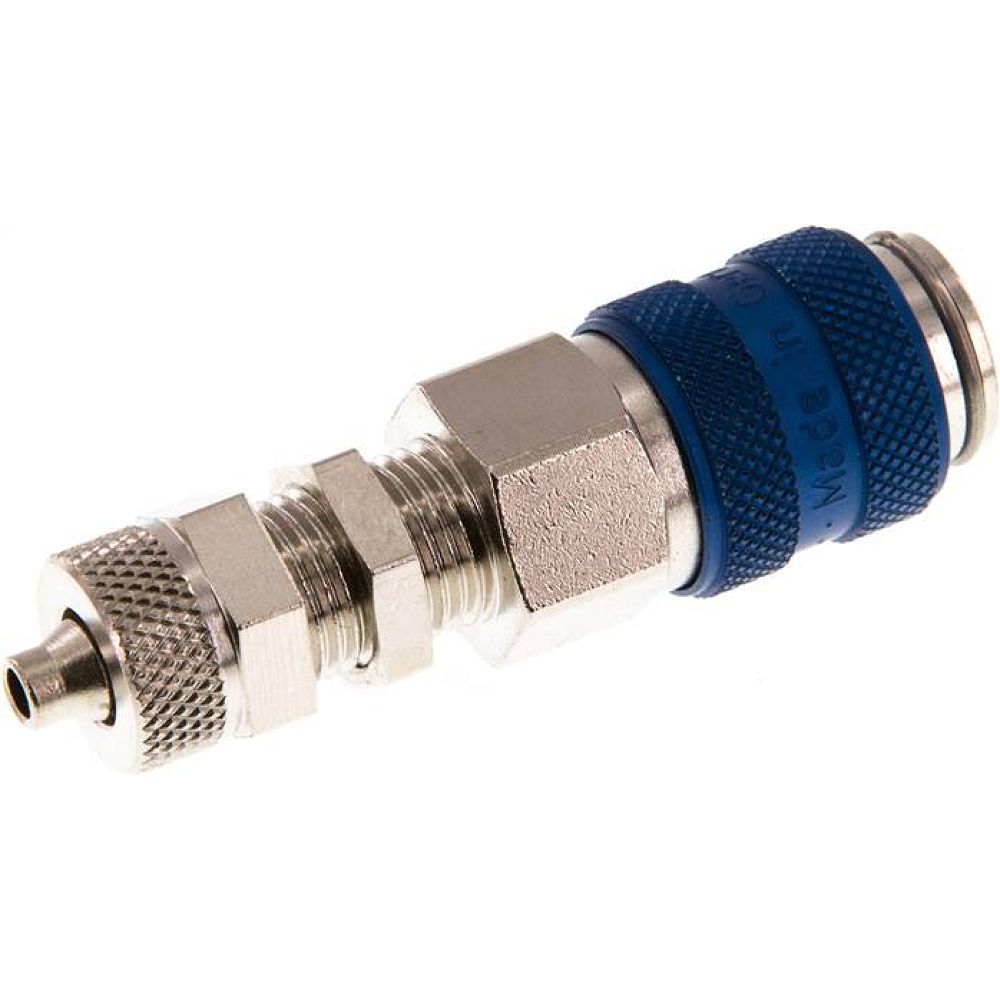 Schott-Kupplungsdose (NW5) 6x4mm Schlauch, Messing vernickelt