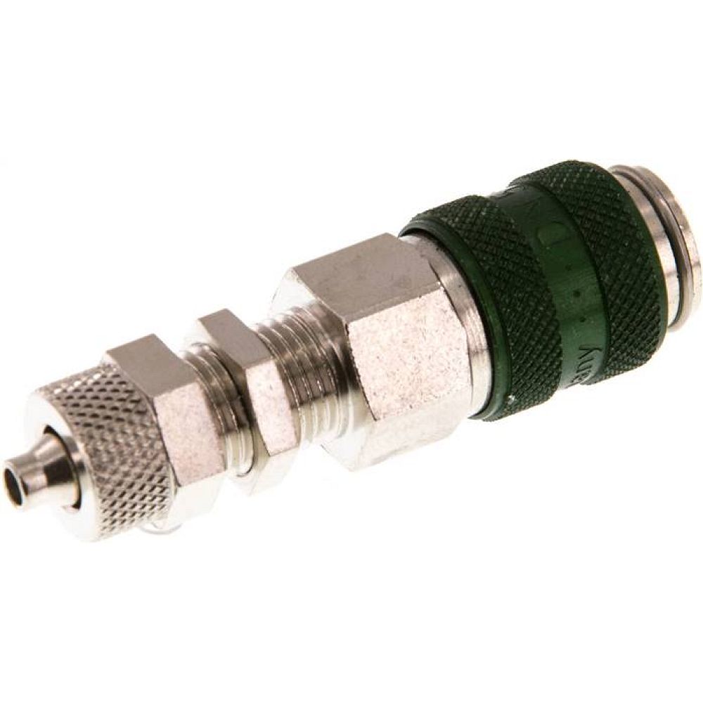 Schott-Kupplungsdose (NW5) 6x4mm Schlauch, Messing vernickelt