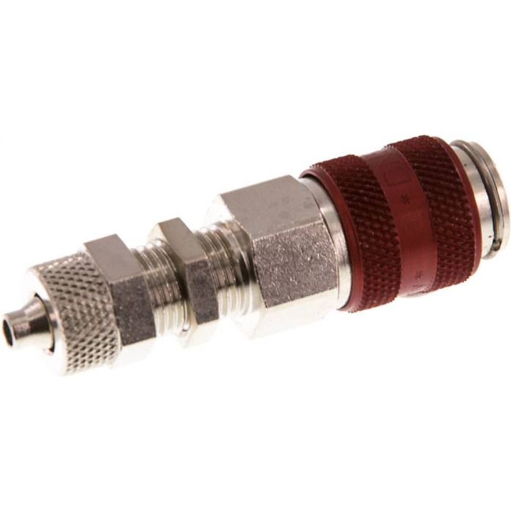 Schott-Kupplungsdose (NW5) 6x4mm Schlauch, Messing vernickelt